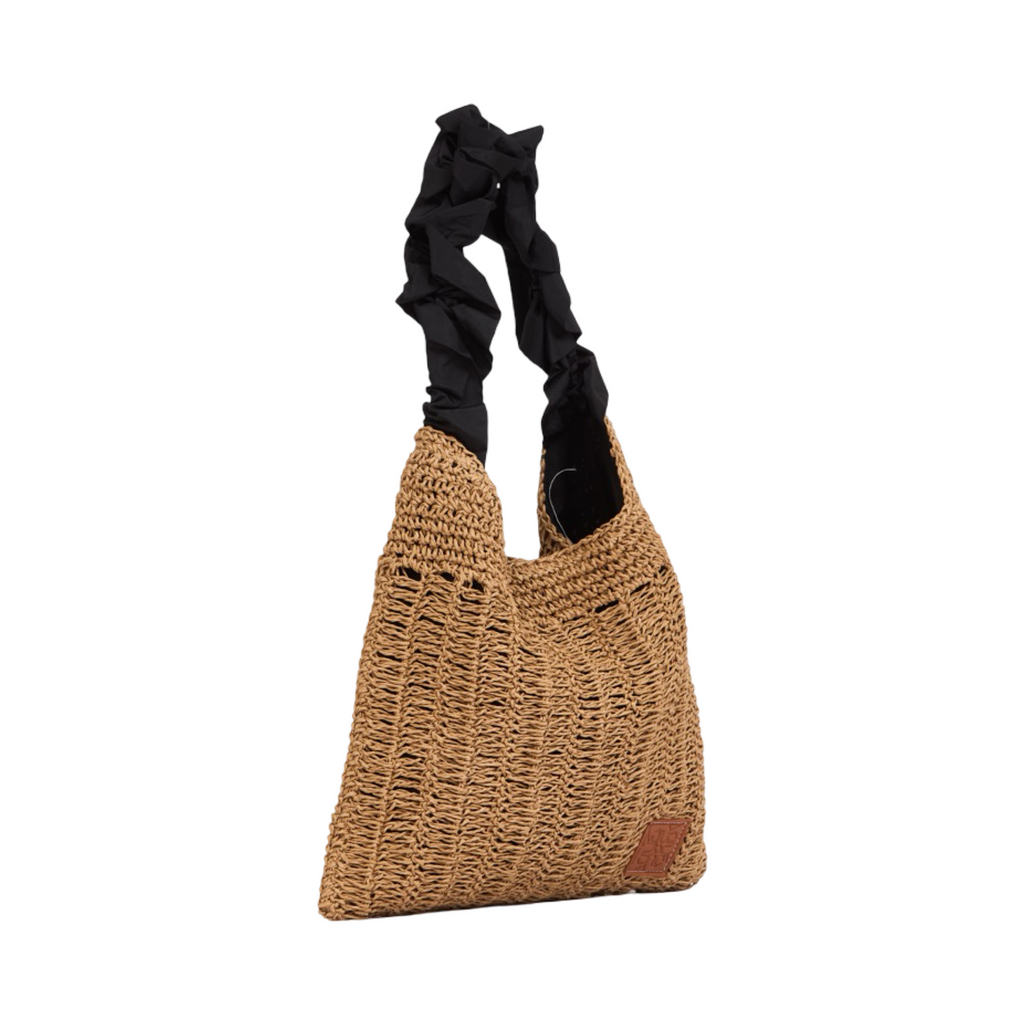 Everyday Earth – Straw Tote with Ruffle Strap – Black