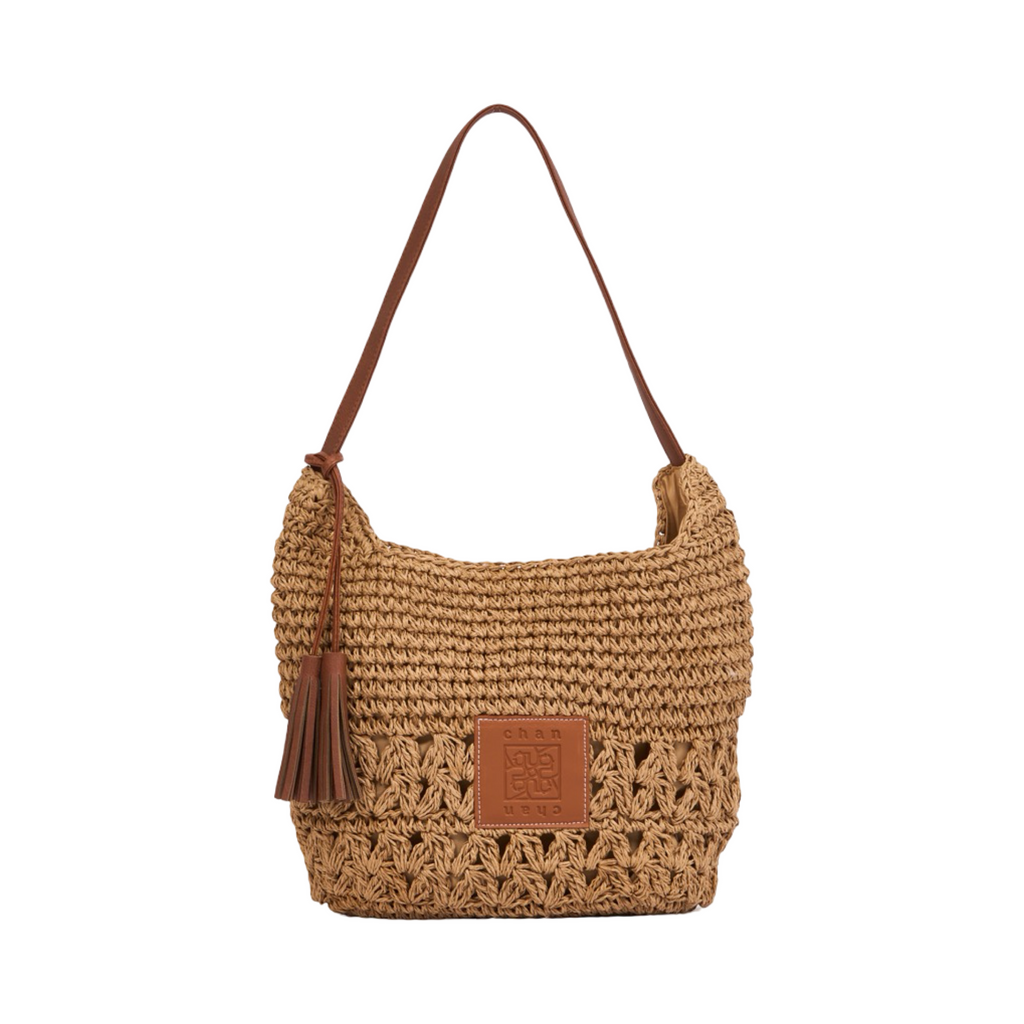 Everyday Earth – Straw Tote with Tassels – Brown