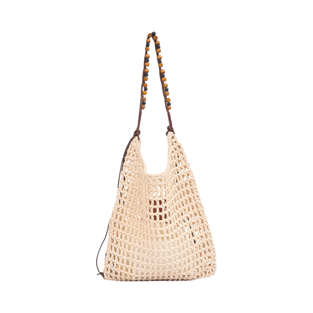 Everyday Earth – Boho Straw Shoulder Bag – Beige