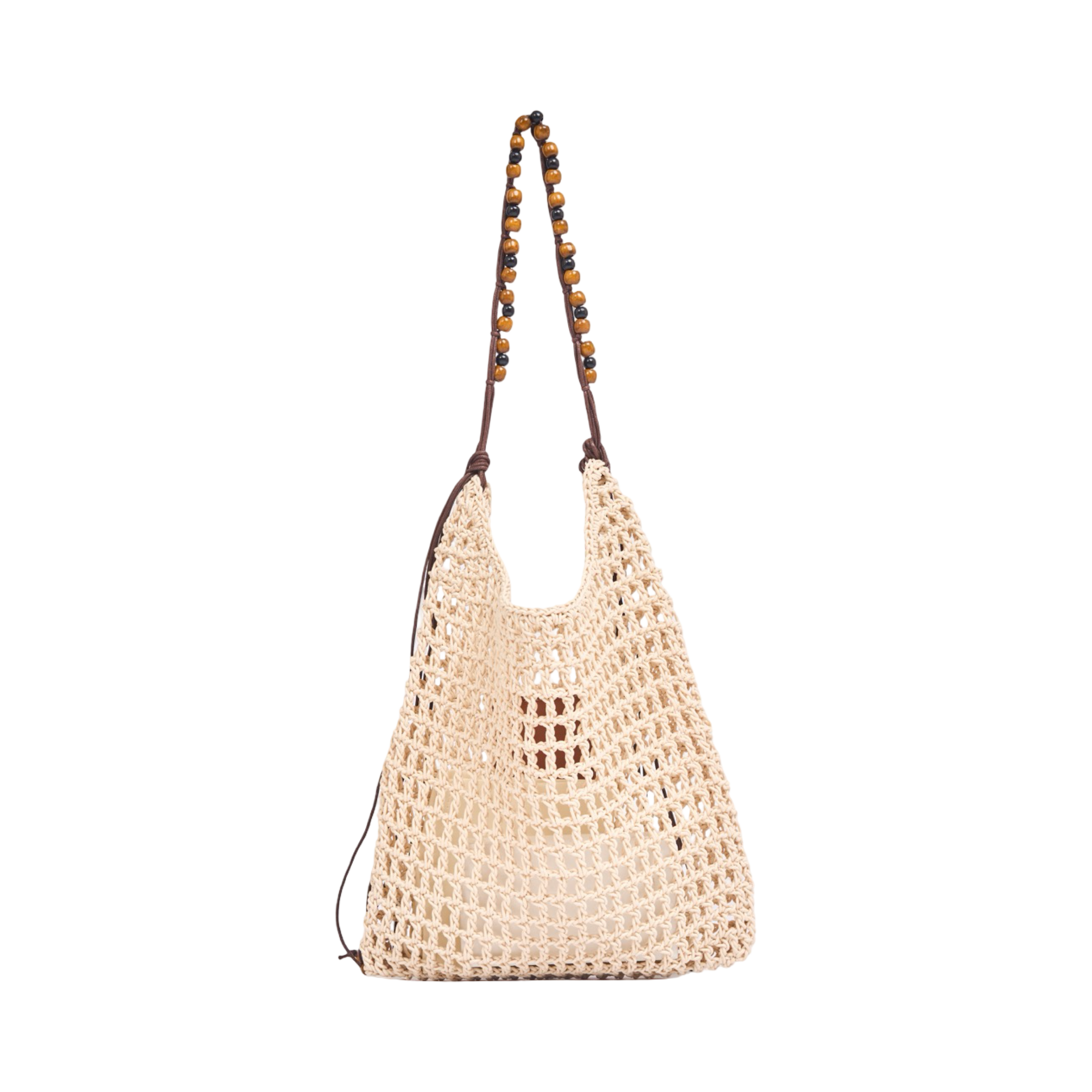 Everyday Earth – Boho Straw Shoulder Bag – Beige