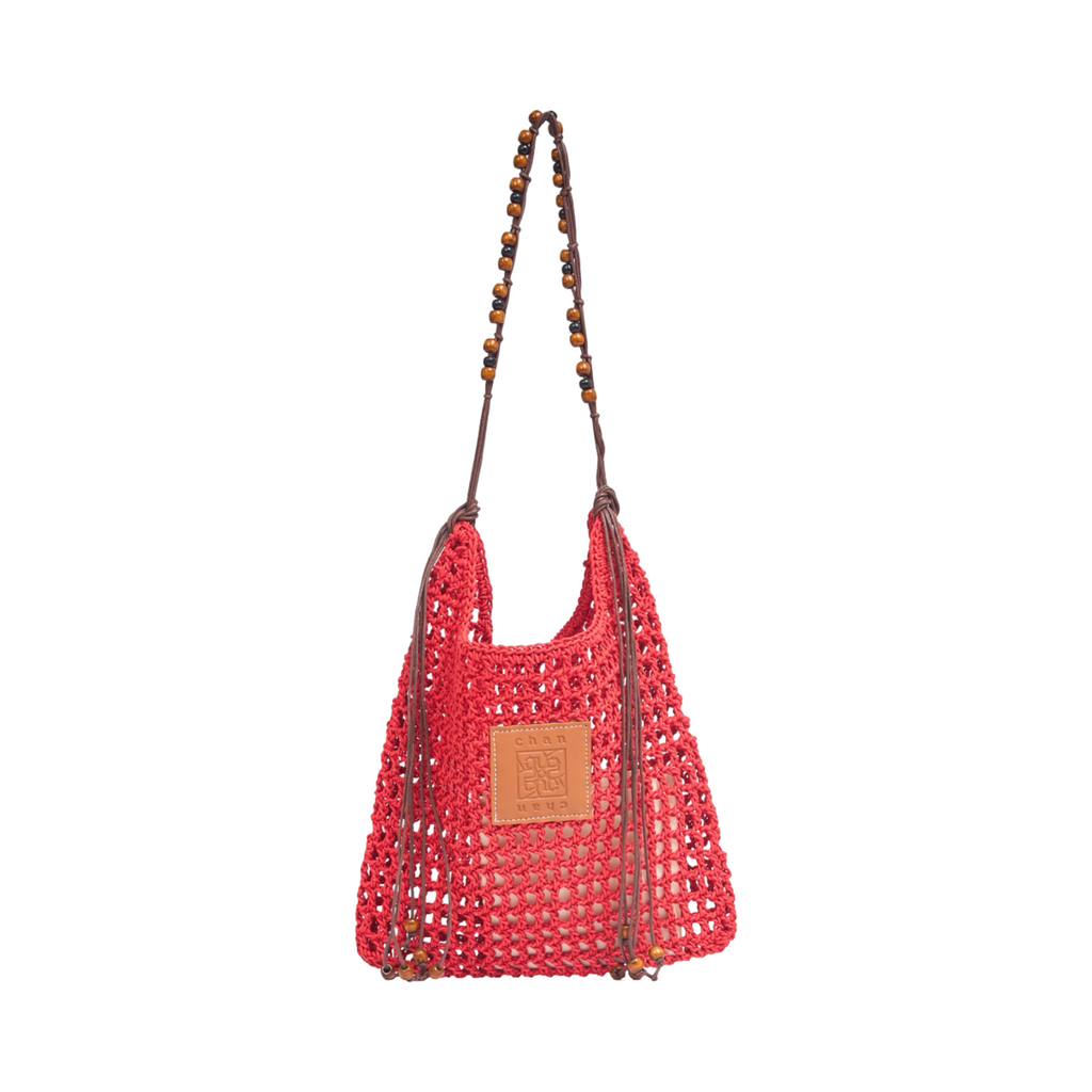 Everyday Earth – Boho Straw Shoulder Bag – Red