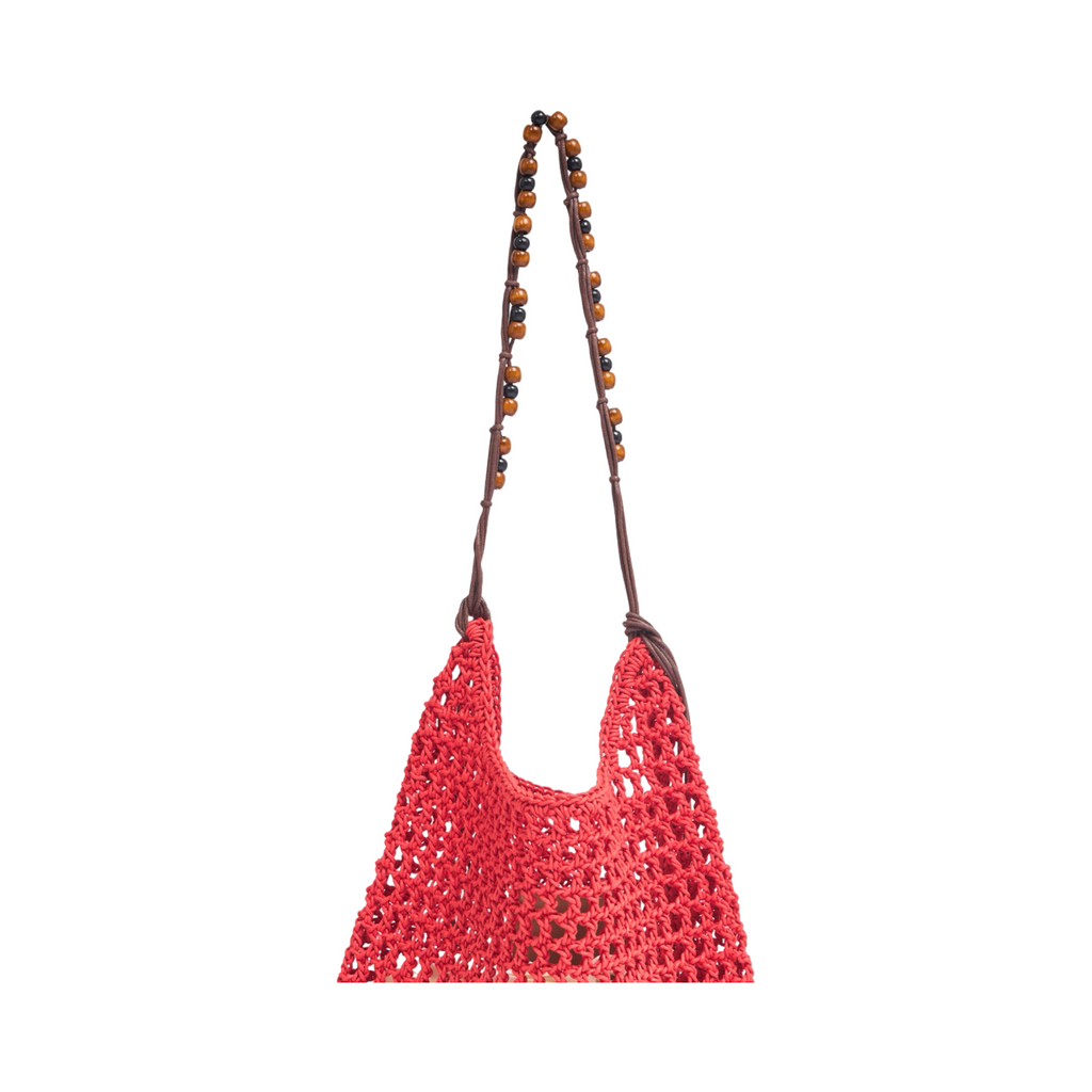 Everyday Earth – Boho Straw Shoulder Bag – Red