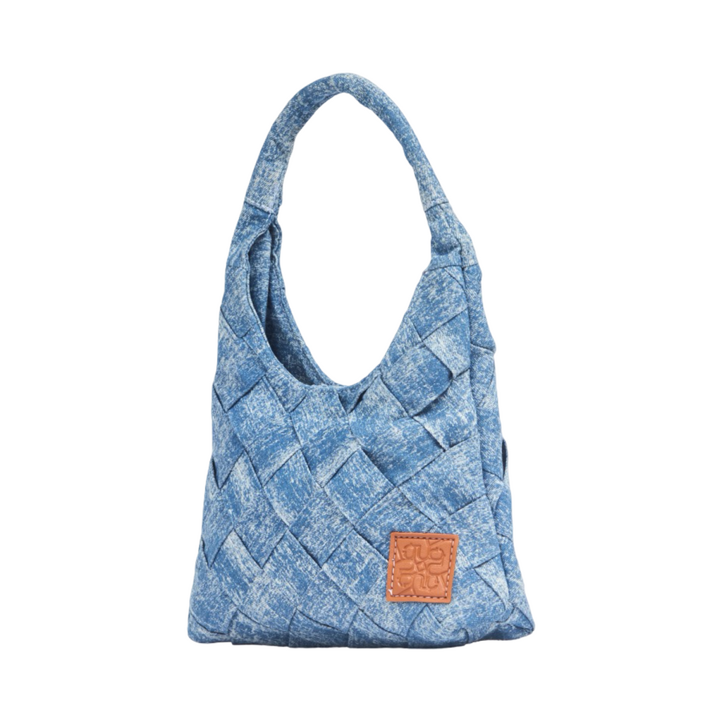 Midnight Weave – Woven Denim Hobo Bag – Stonewashed