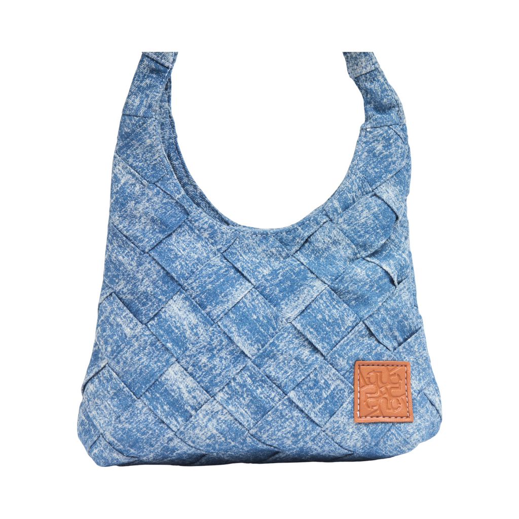 Midnight Weave – Woven Denim Hobo Bag – Stonewashed