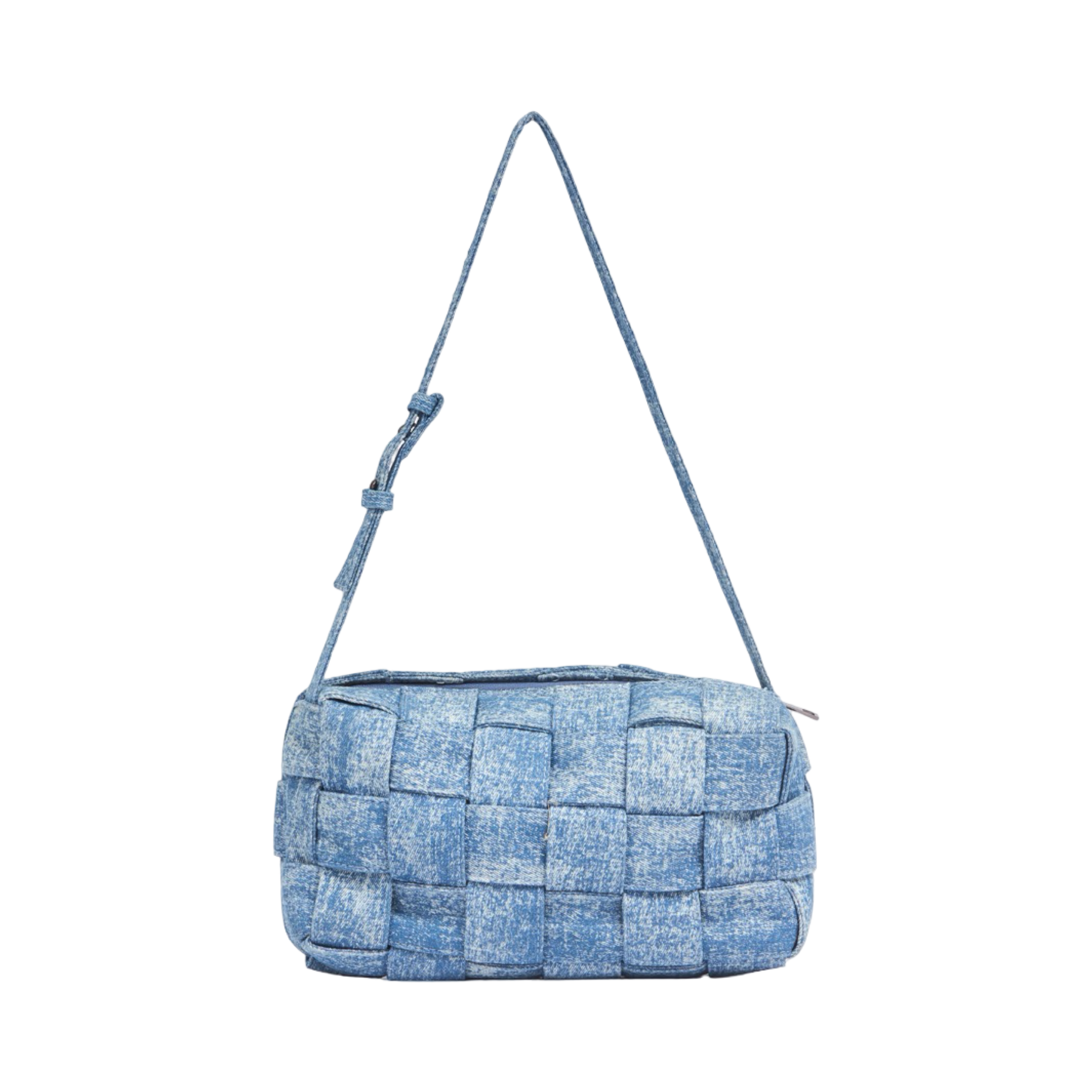 Midnight Weave – Woven Denim Crossbody Bag – Stonewashed