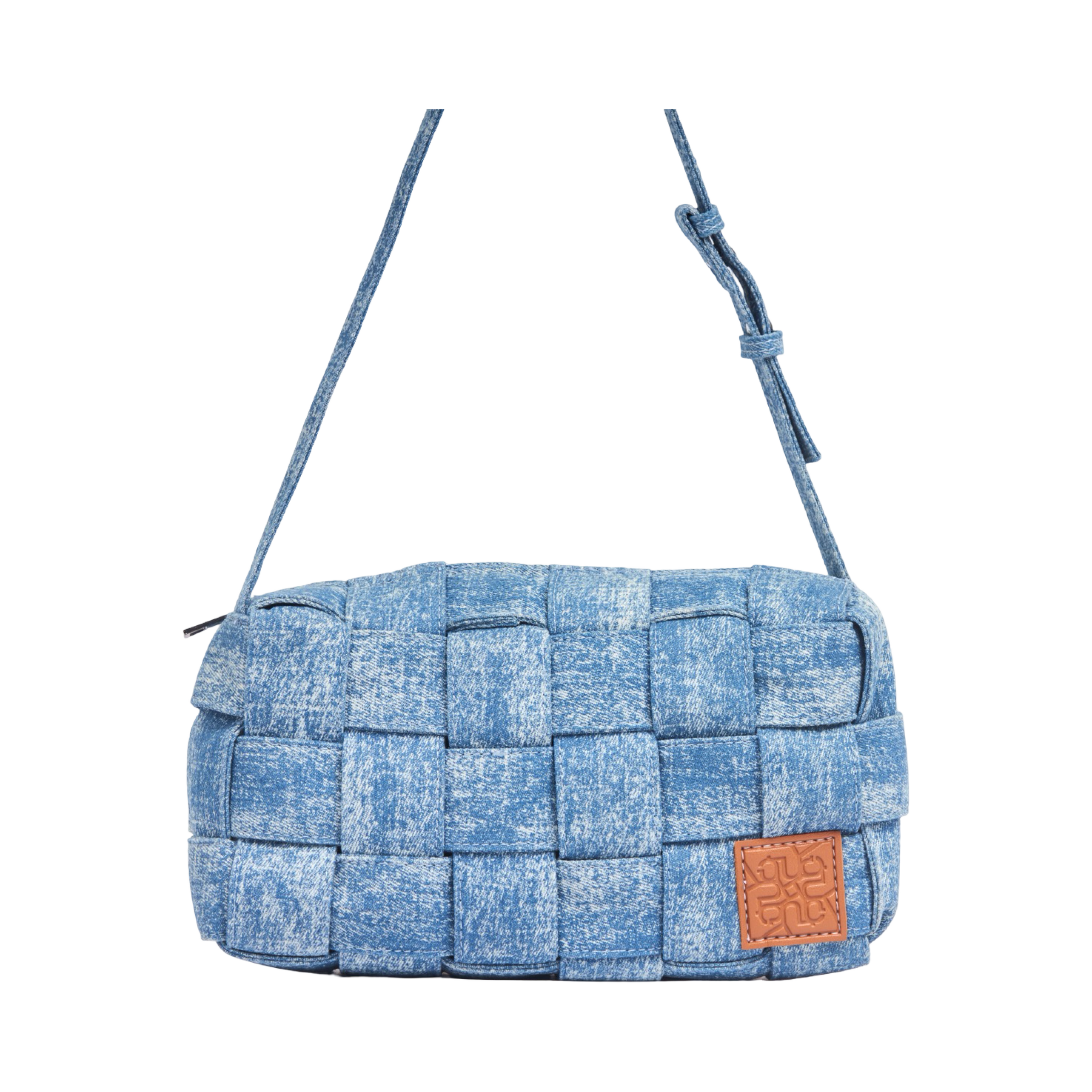 Midnight Weave – Woven Denim Crossbody Bag – Stonewashed