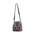 Midnight Weave – Frayed Denim Bucket Bag – Black