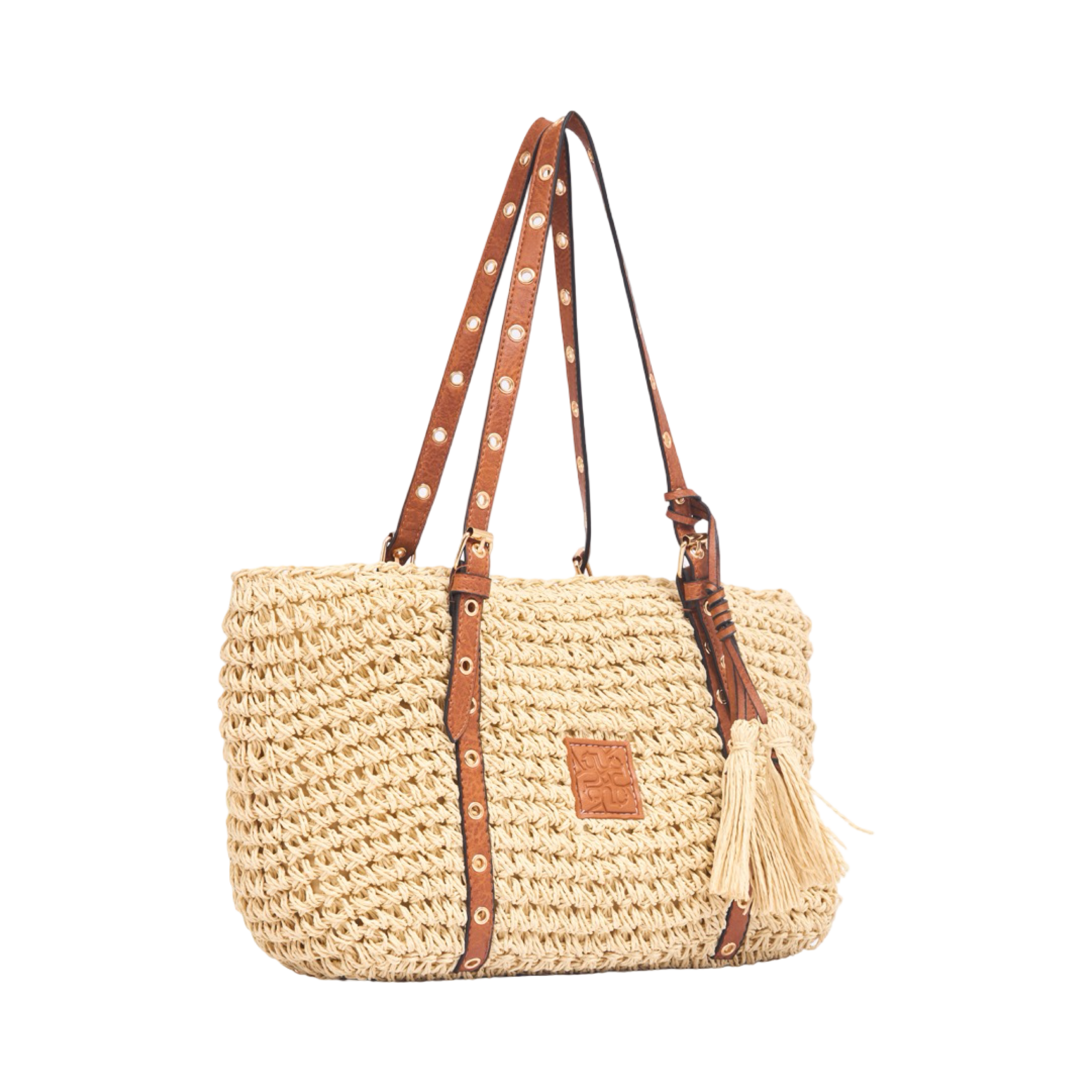 Everyday Earth – Straw Tote Bag with Tassel – Beige