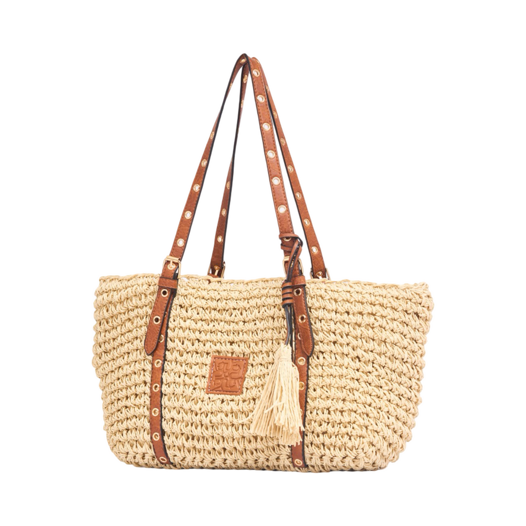 Everyday Earth – Straw Tote Bag with Tassel – Beige