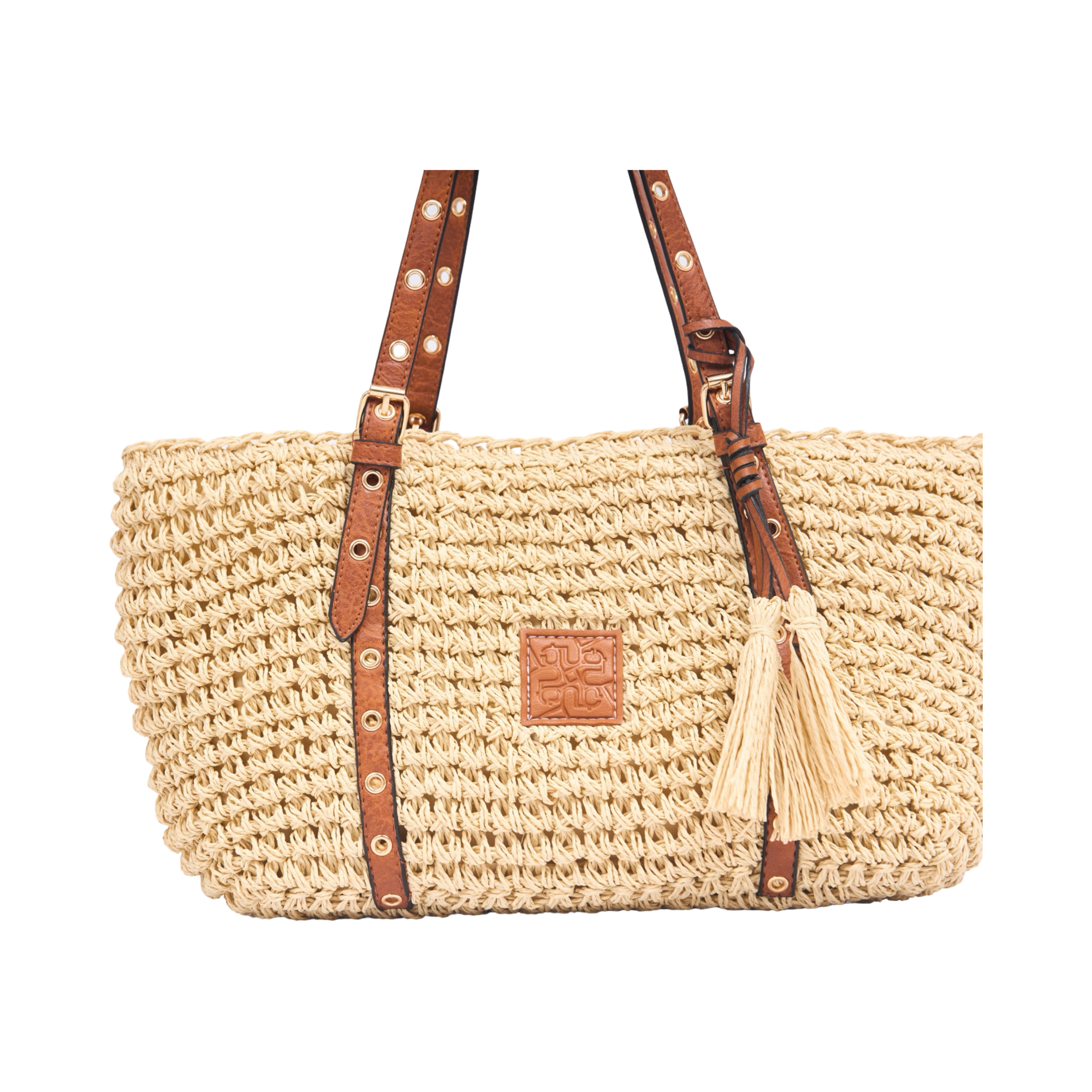 Everyday Earth – Straw Tote Bag with Tassel – Beige