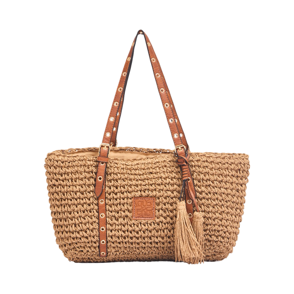 Everyday Earth – Straw Tote Bag with Tassel – Brown