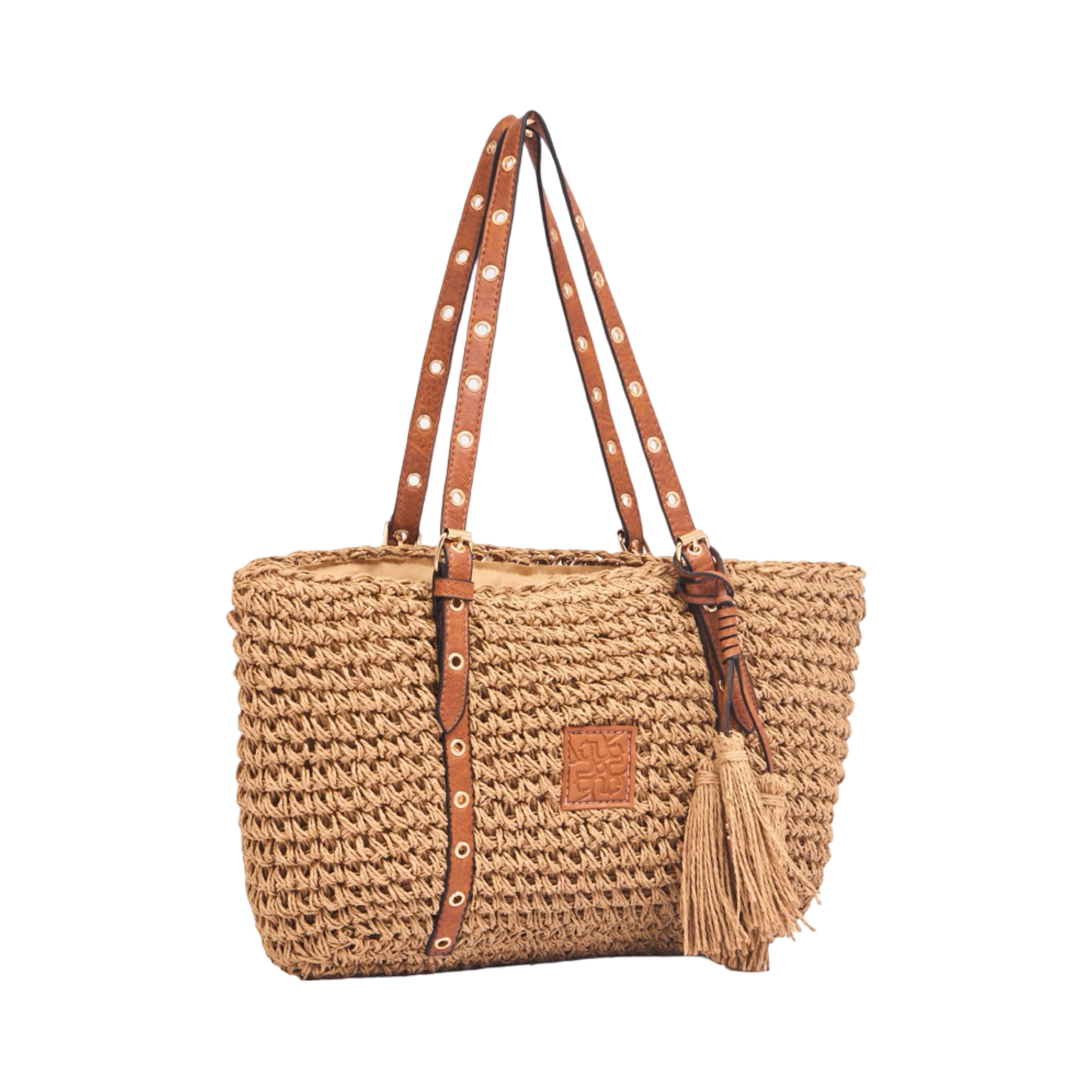 Everyday Earth – Straw Tote Bag with Tassel – Brown