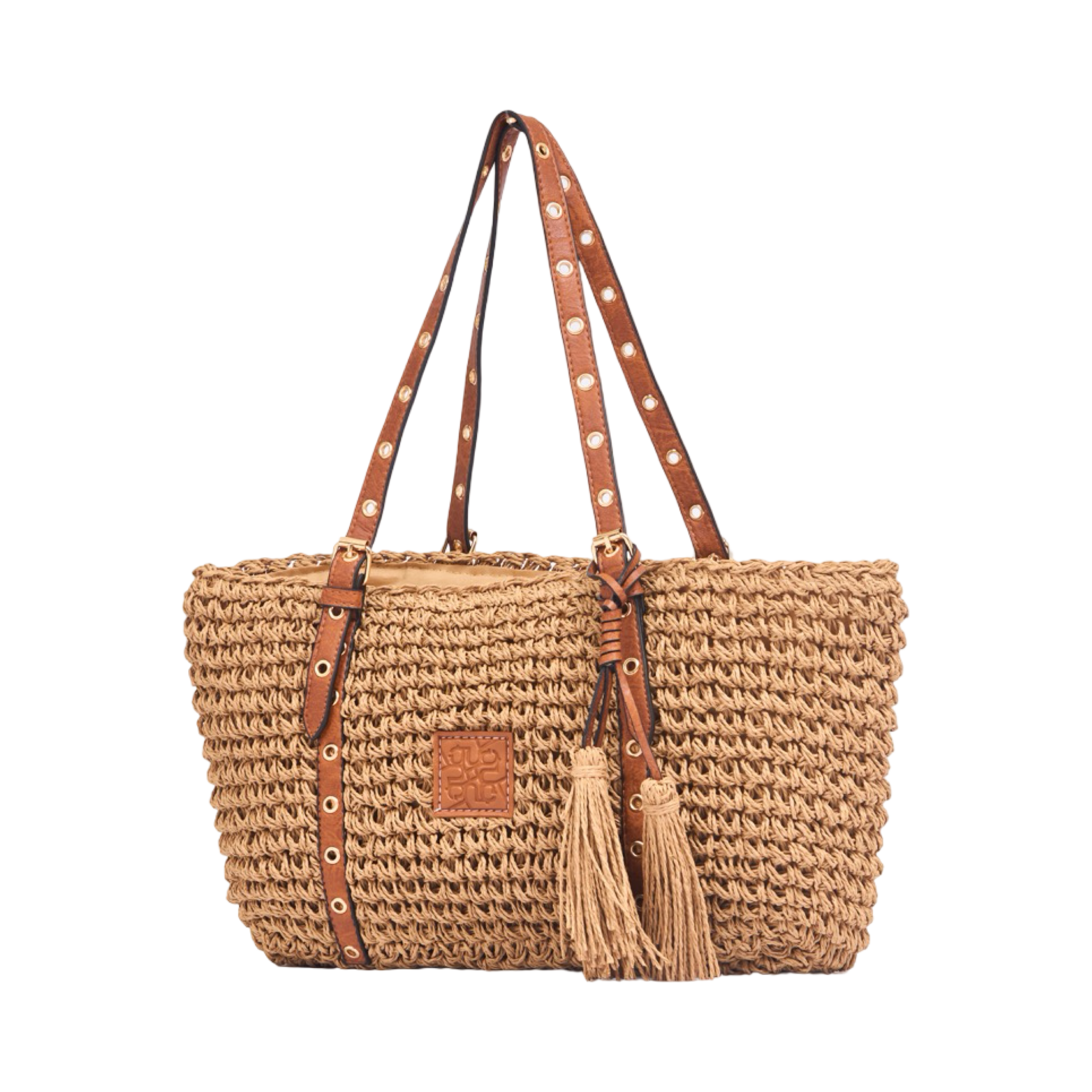 Everyday Earth – Straw Tote Bag with Tassel – Brown
