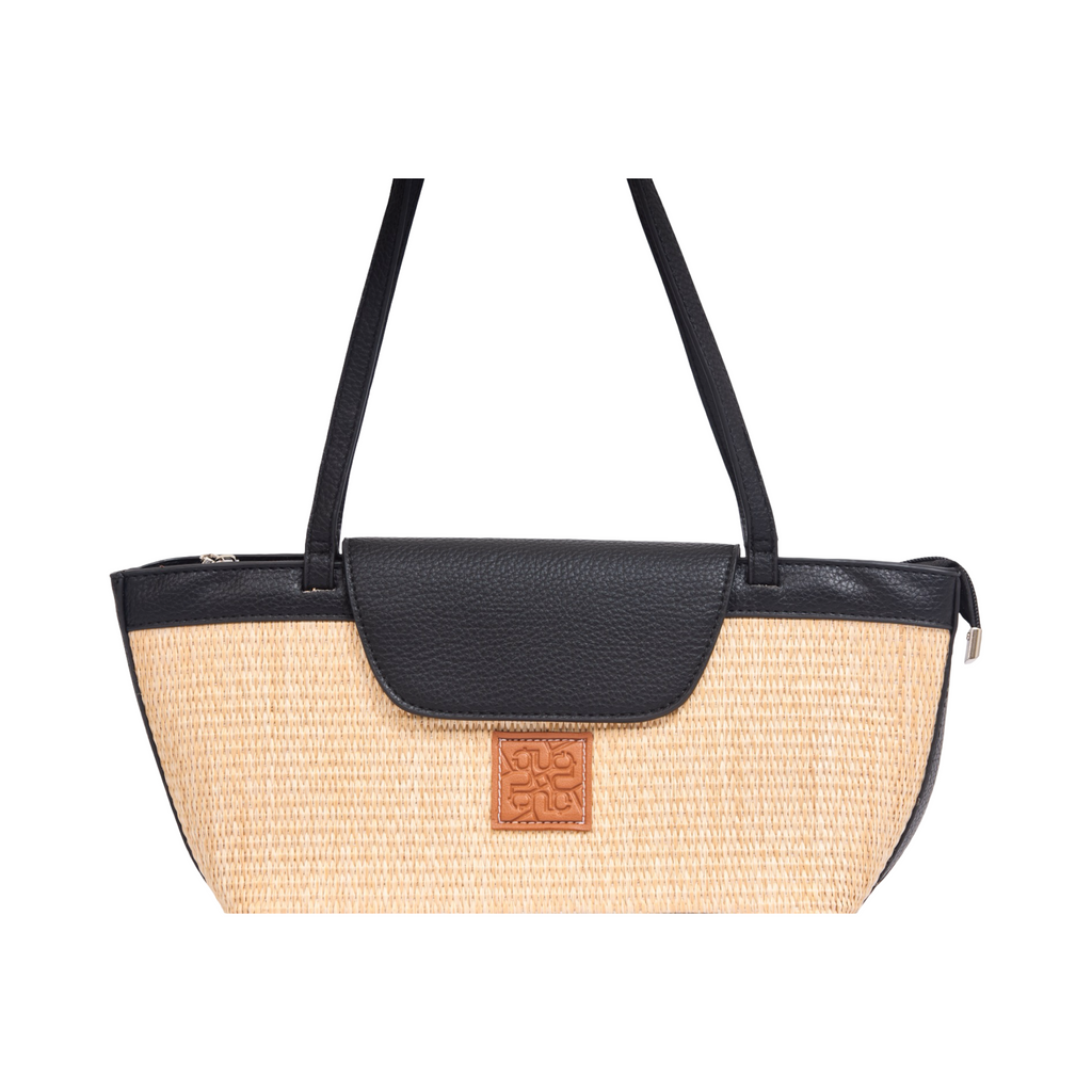 Everyday Earth – Straw Shoulder Bag – Black