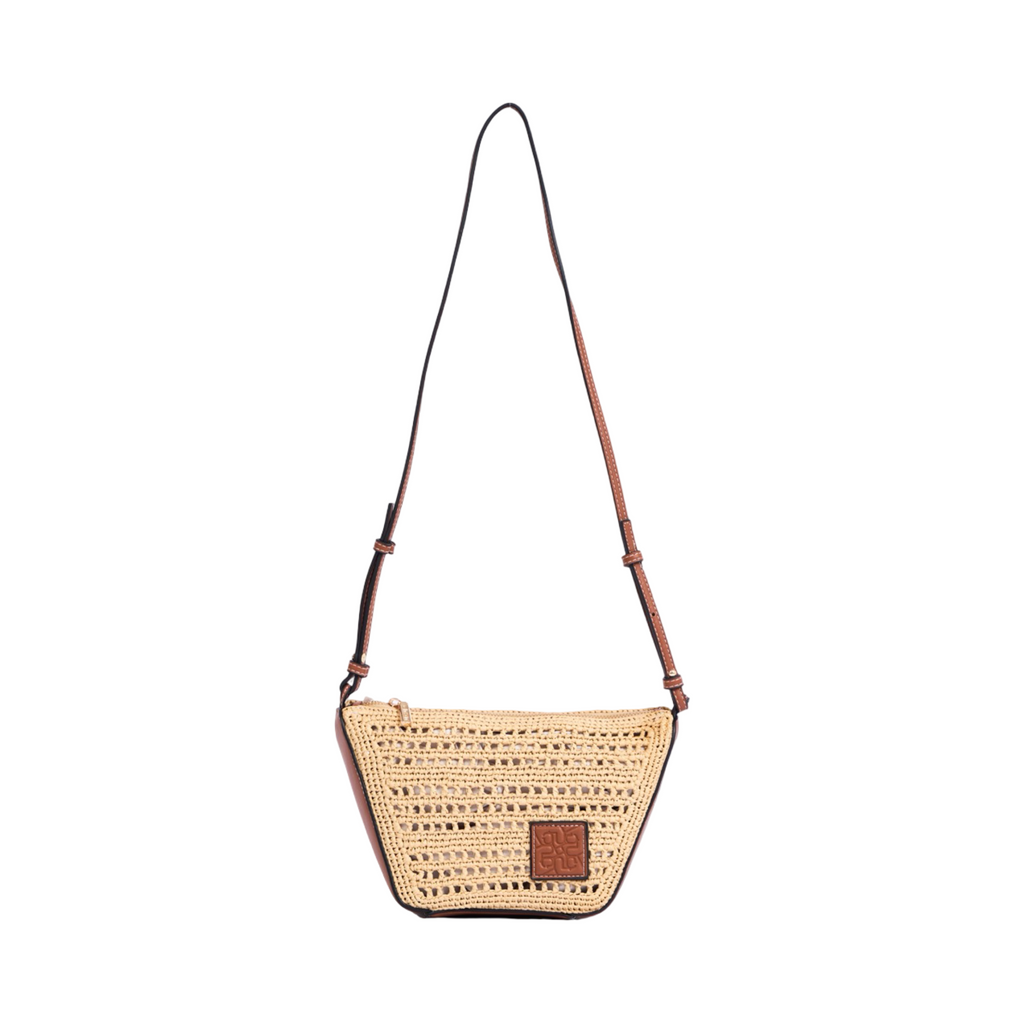 Artisan Vovage – Trapeze Straw Crossbody – Brown
