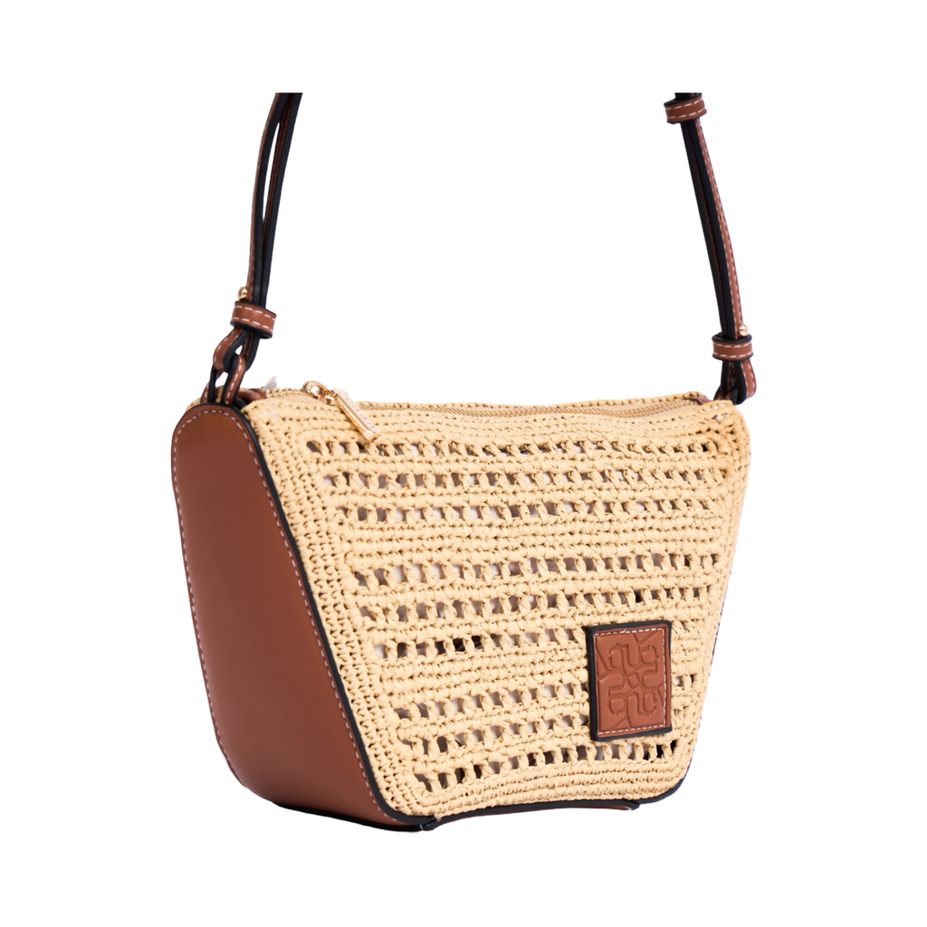 Artisan Vovage – Trapeze Straw Crossbody – Brown