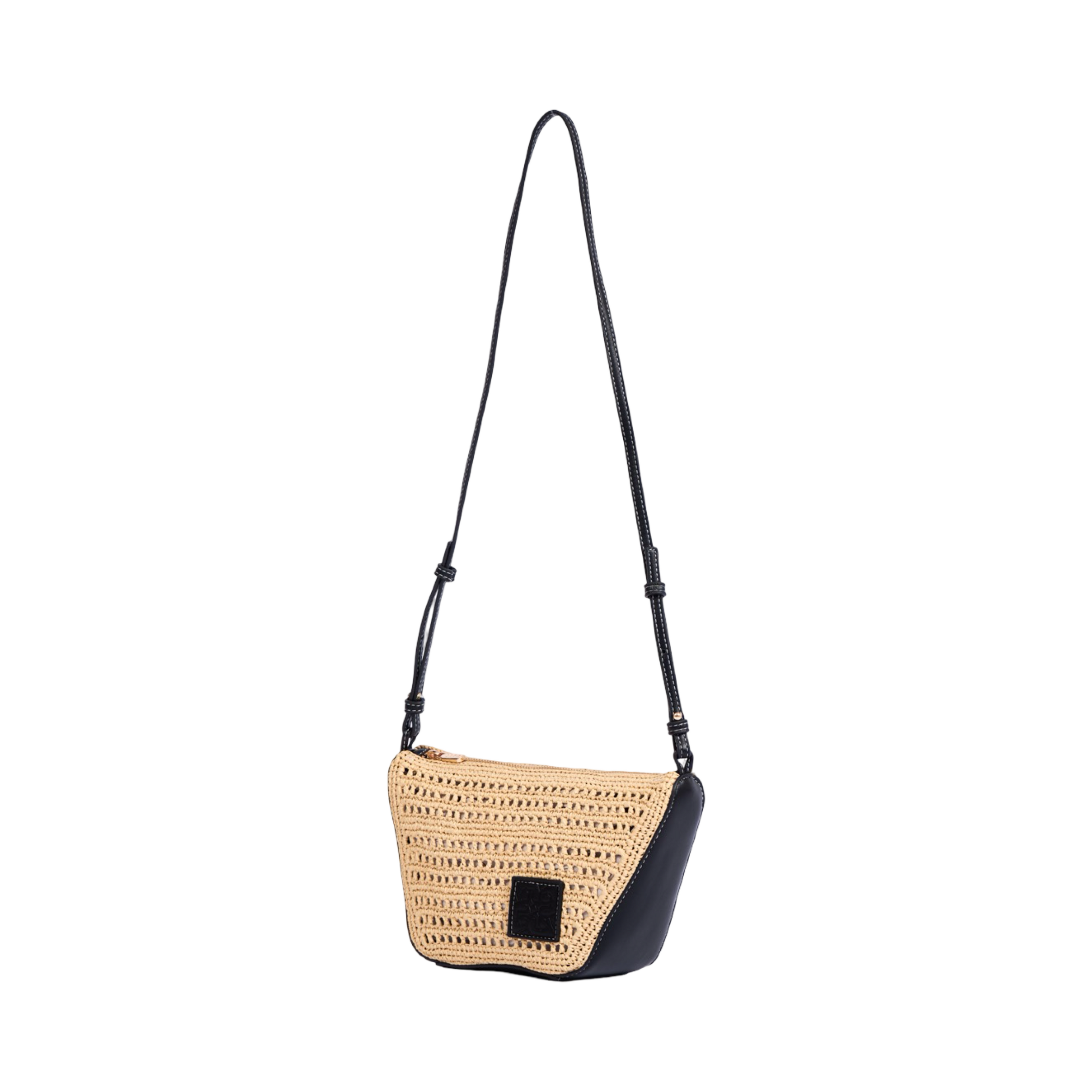 Artisan Vovage – Trapeze Straw Crossbody – Black