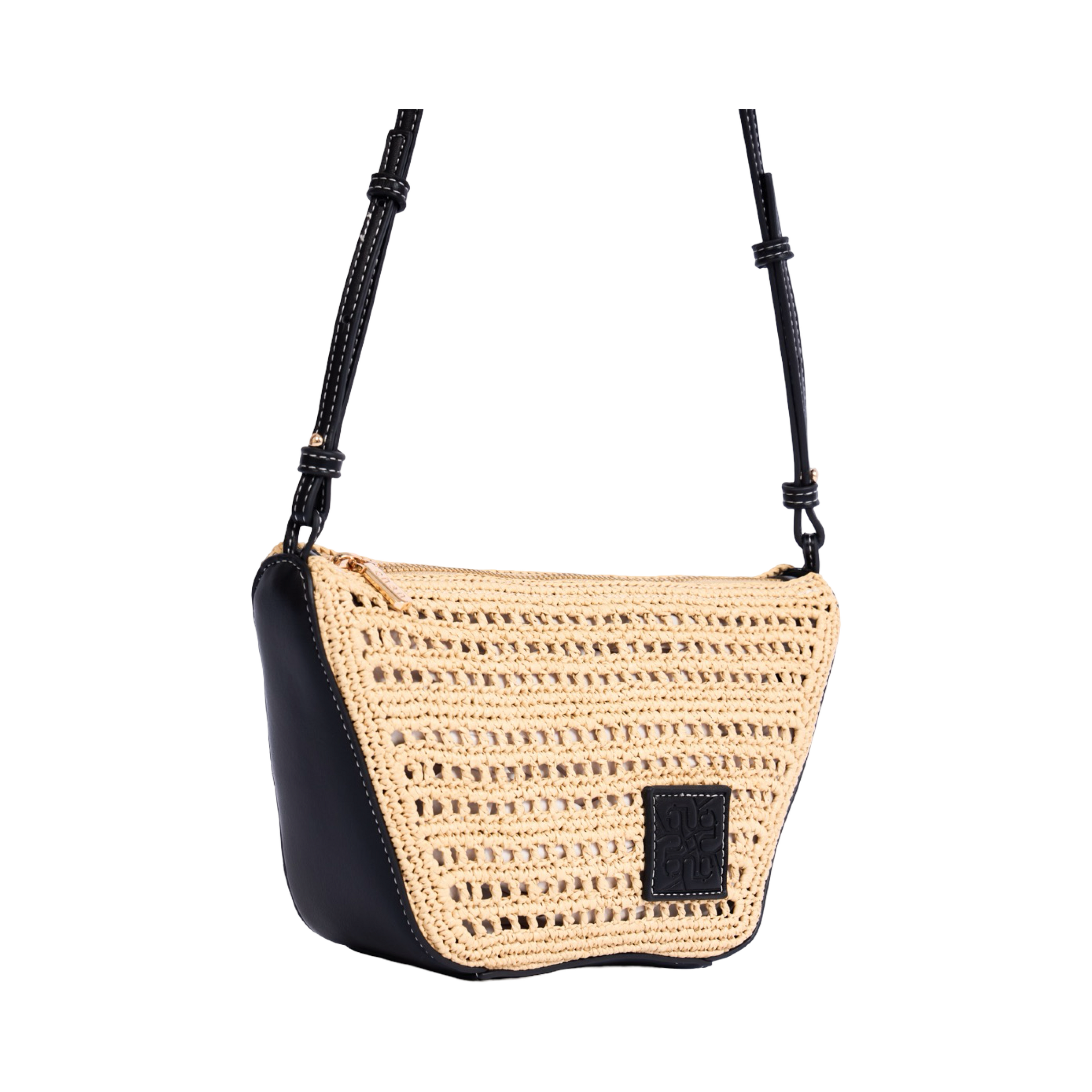 Artisan Vovage – Trapeze Straw Crossbody – Black