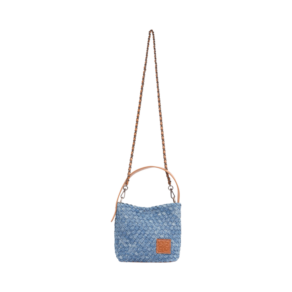 Midnight Weave – Woven Denim Crossbody Bag – Washed