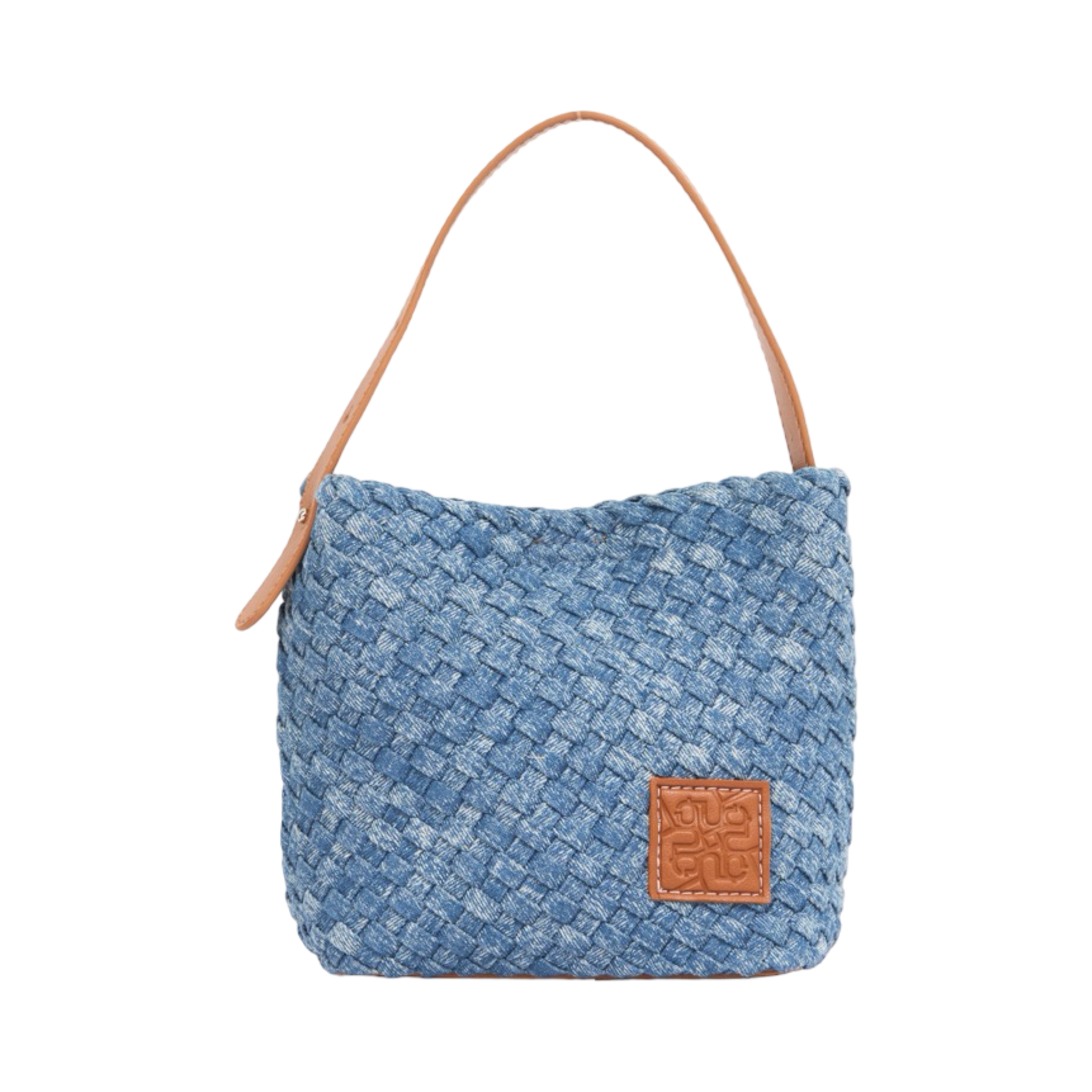 Midnight Weave – Woven Denim Crossbody Bag – Washed