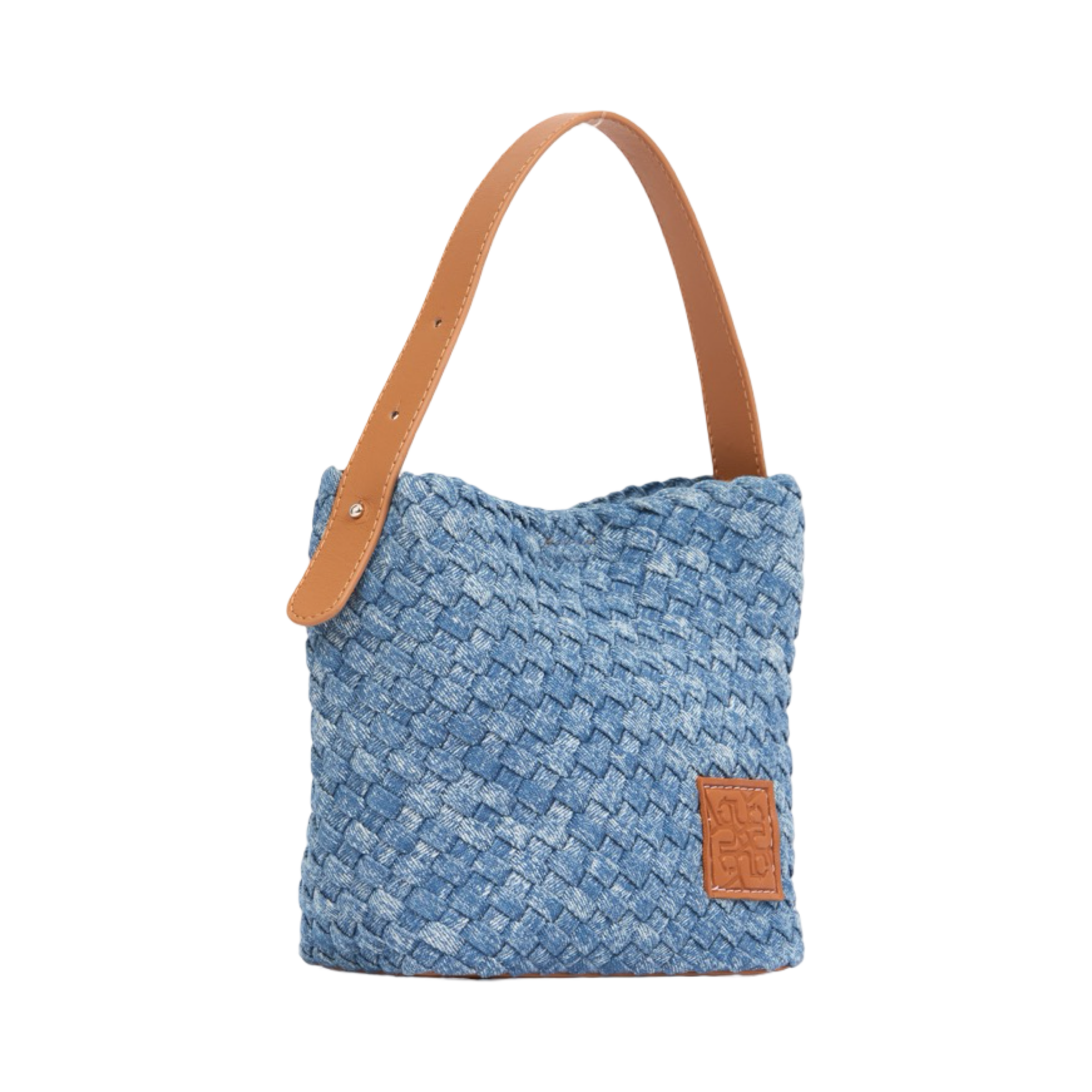 Midnight Weave – Woven Denim Crossbody Bag – Washed