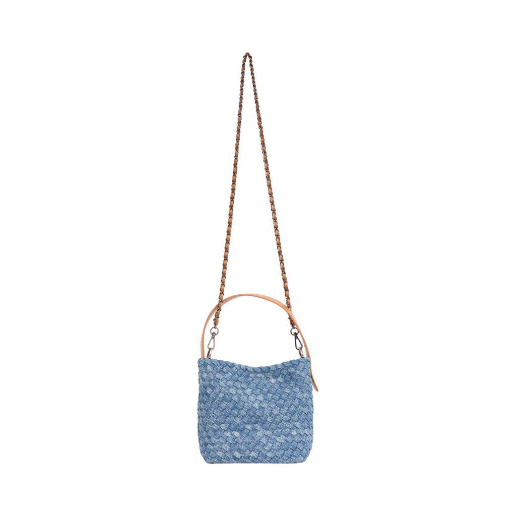 Midnight Weave – Woven Denim Crossbody Bag – Washed