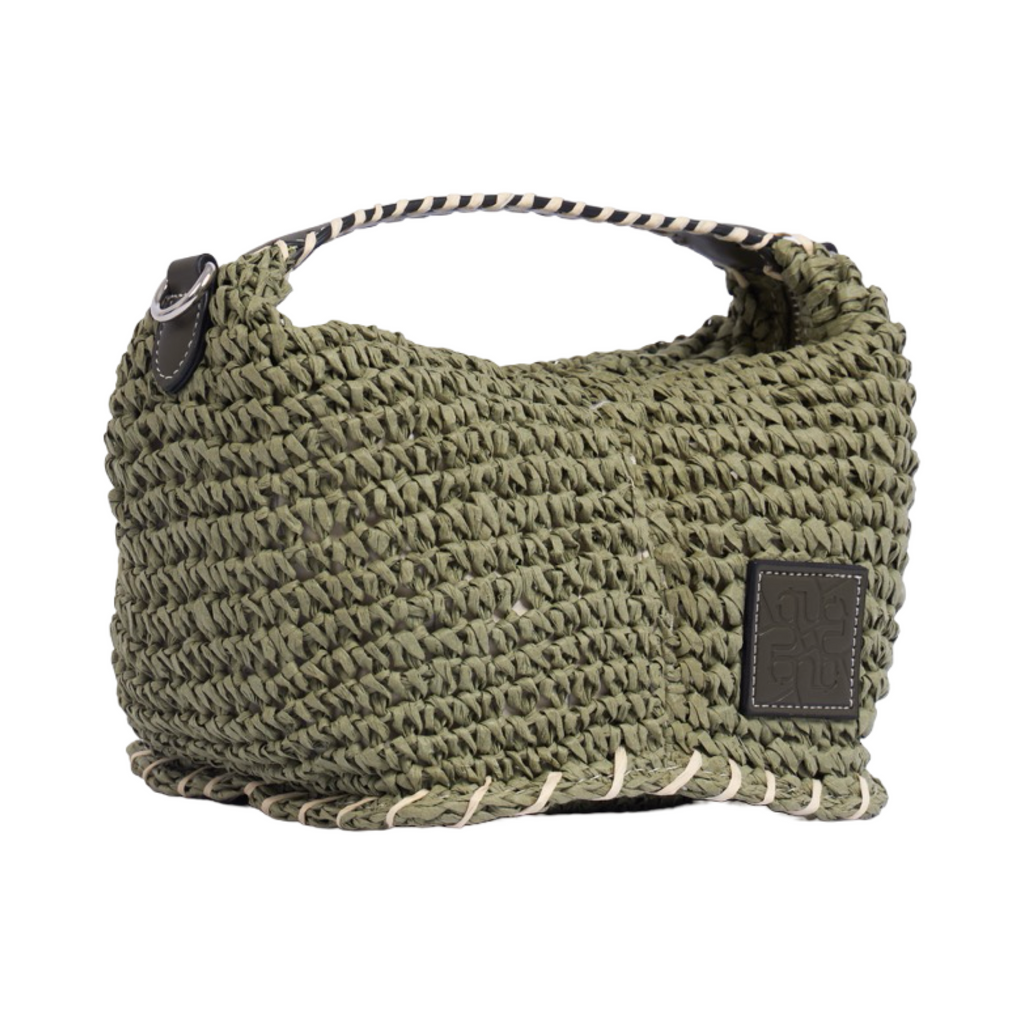 Artisan Vovage – Straw Crescent Crossbody S – Olive