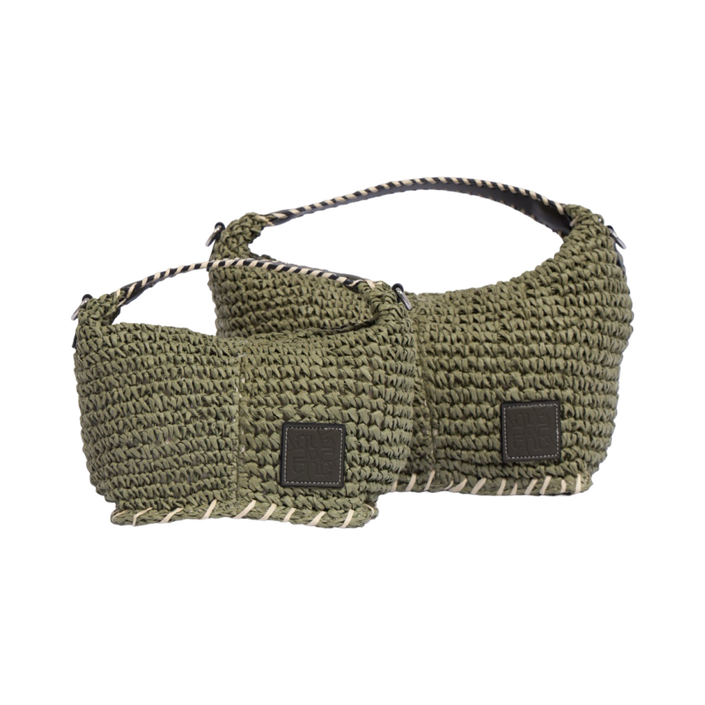 Artisan Vovage – Straw Crescent Crossbody S – Olive