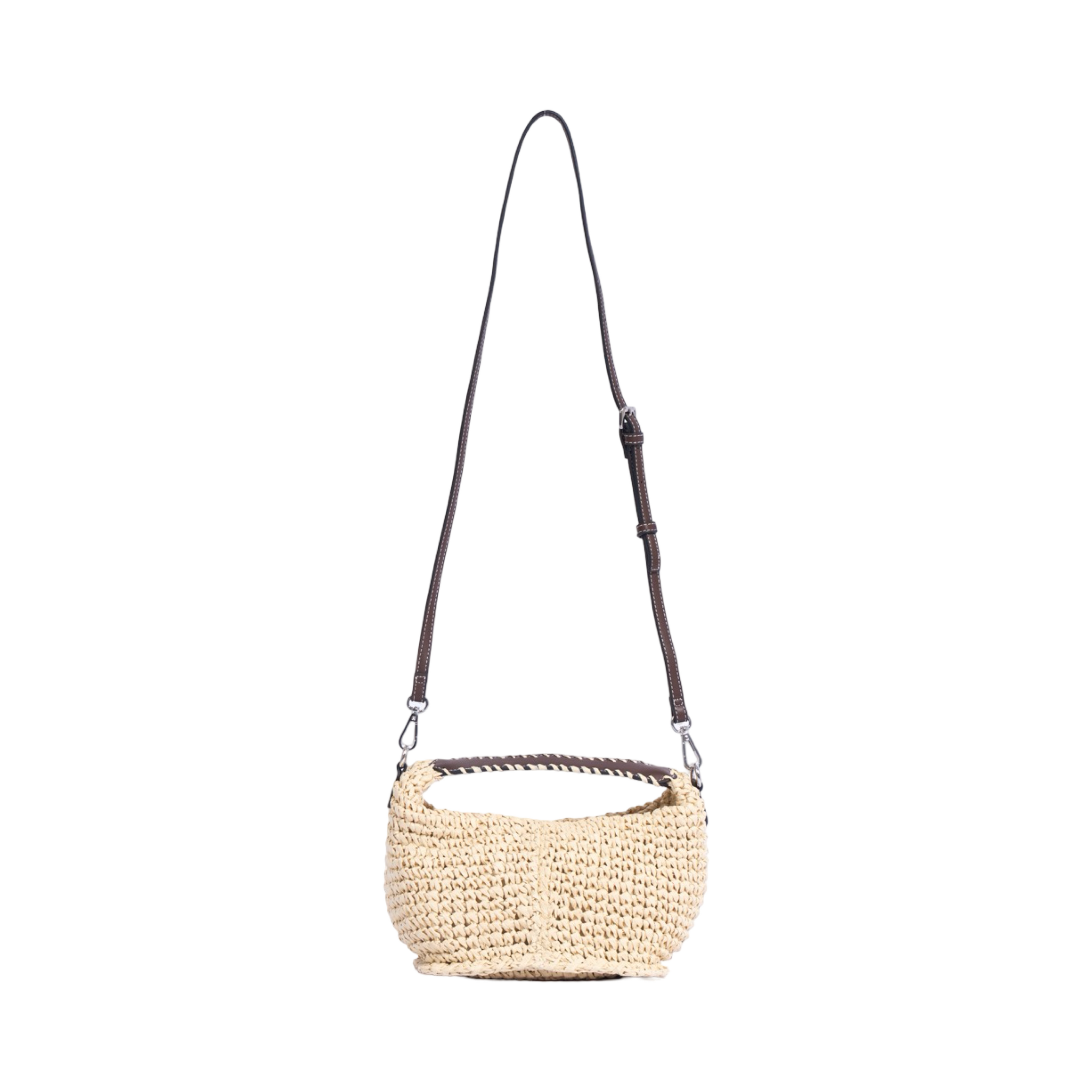 Artisan Vovage – Straw Crescent Crossbody S – Beige
