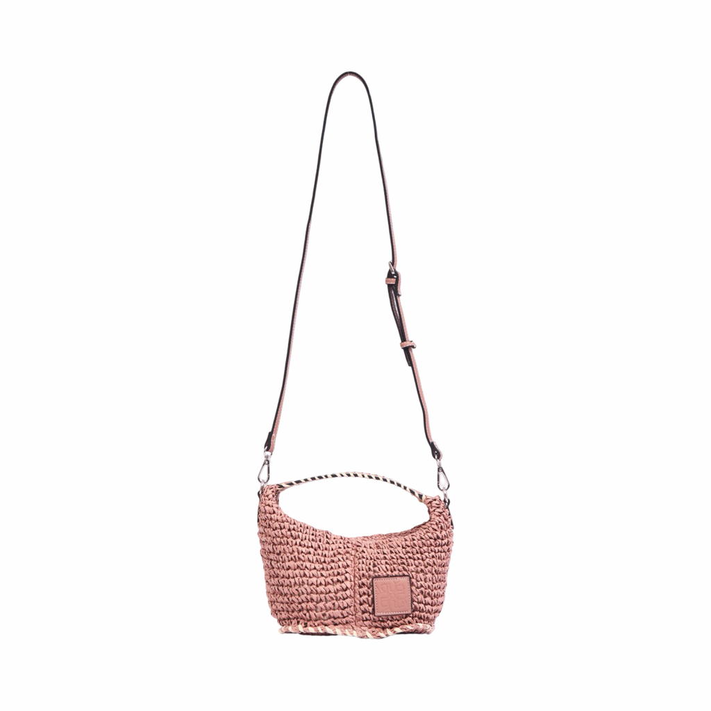 Artisan Vovage – Straw Crescent Crossbody S – Dusty Rose