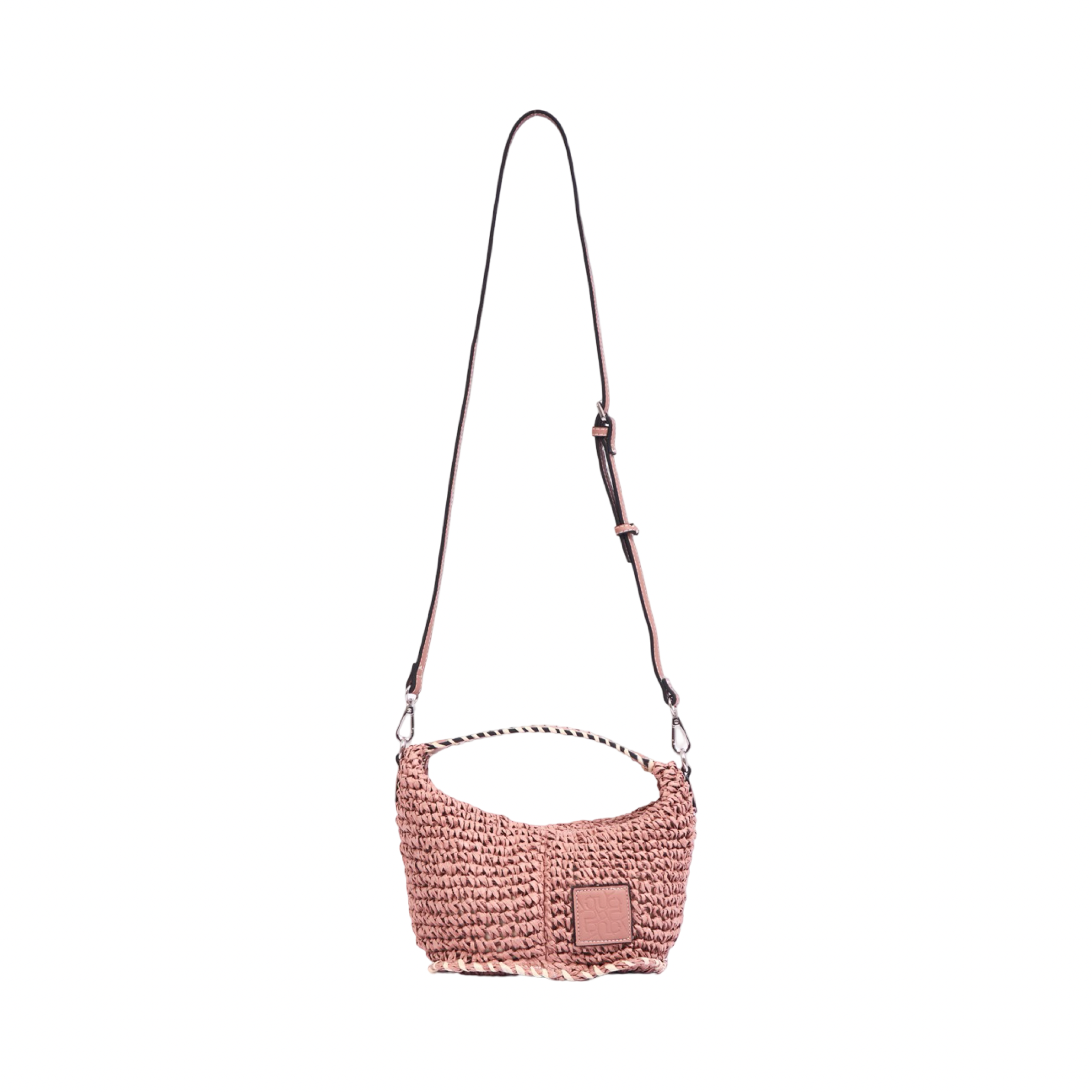 Artisan Vovage – Straw Crescent Crossbody S – Dusty Rose