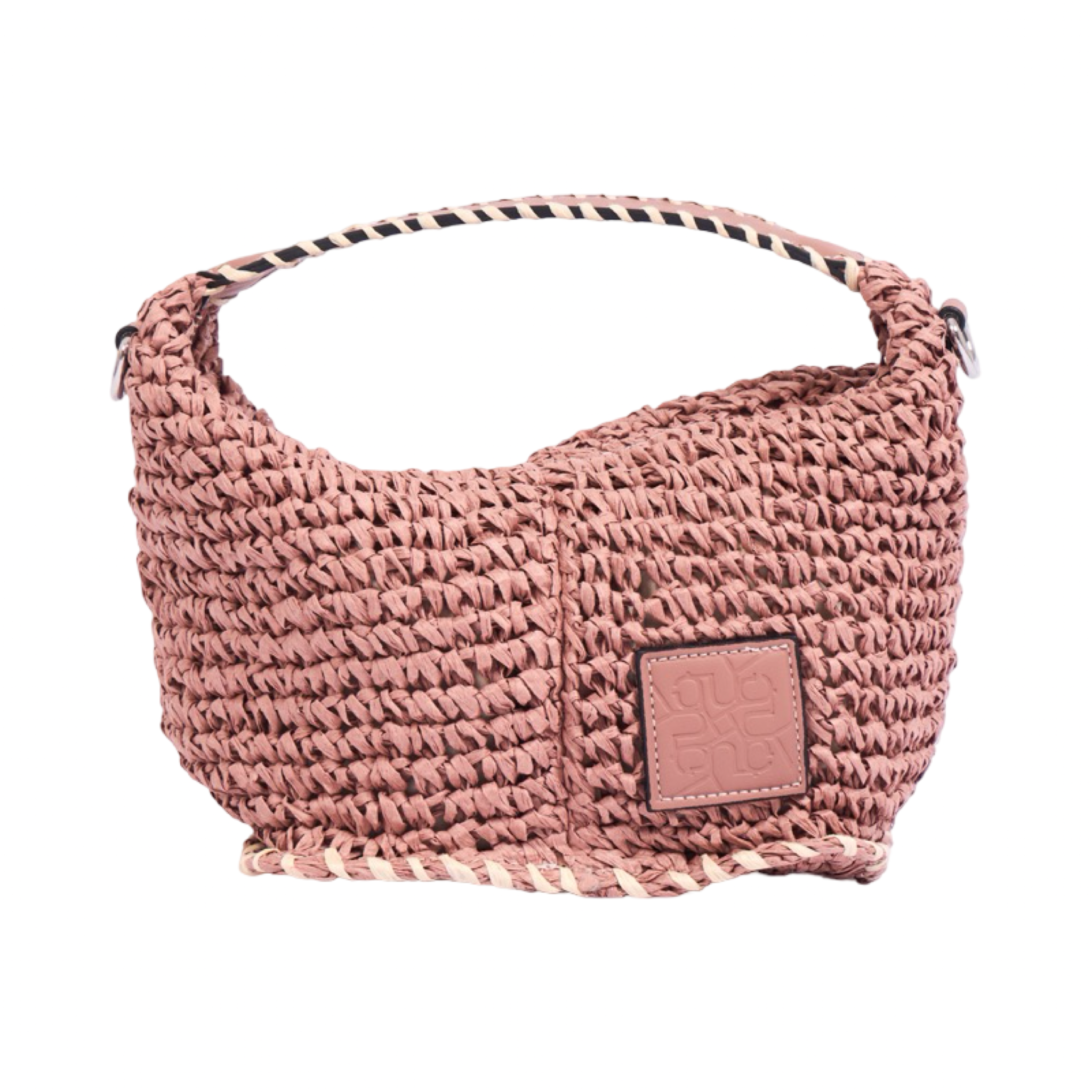 Artisan Vovage – Straw Crescent Crossbody S – Dusty Rose