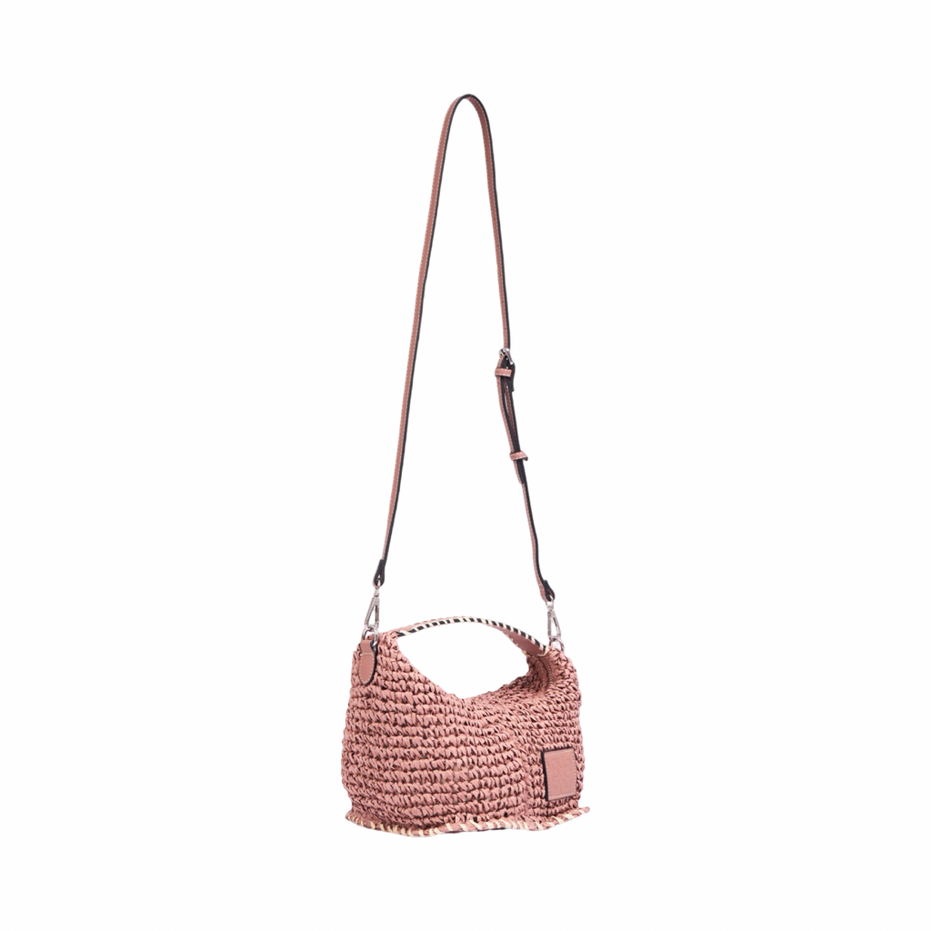 Artisan Vovage – Straw Crescent Crossbody S – Dusty Rose