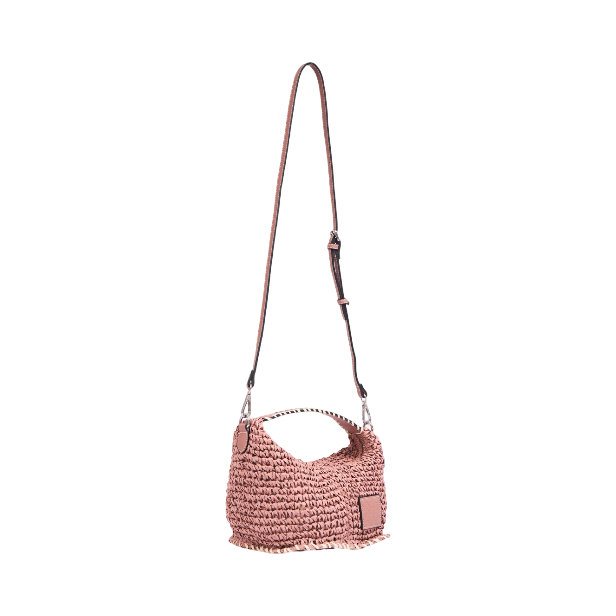 Artisan Vovage – Straw Crescent Crossbody S – Dusty Rose