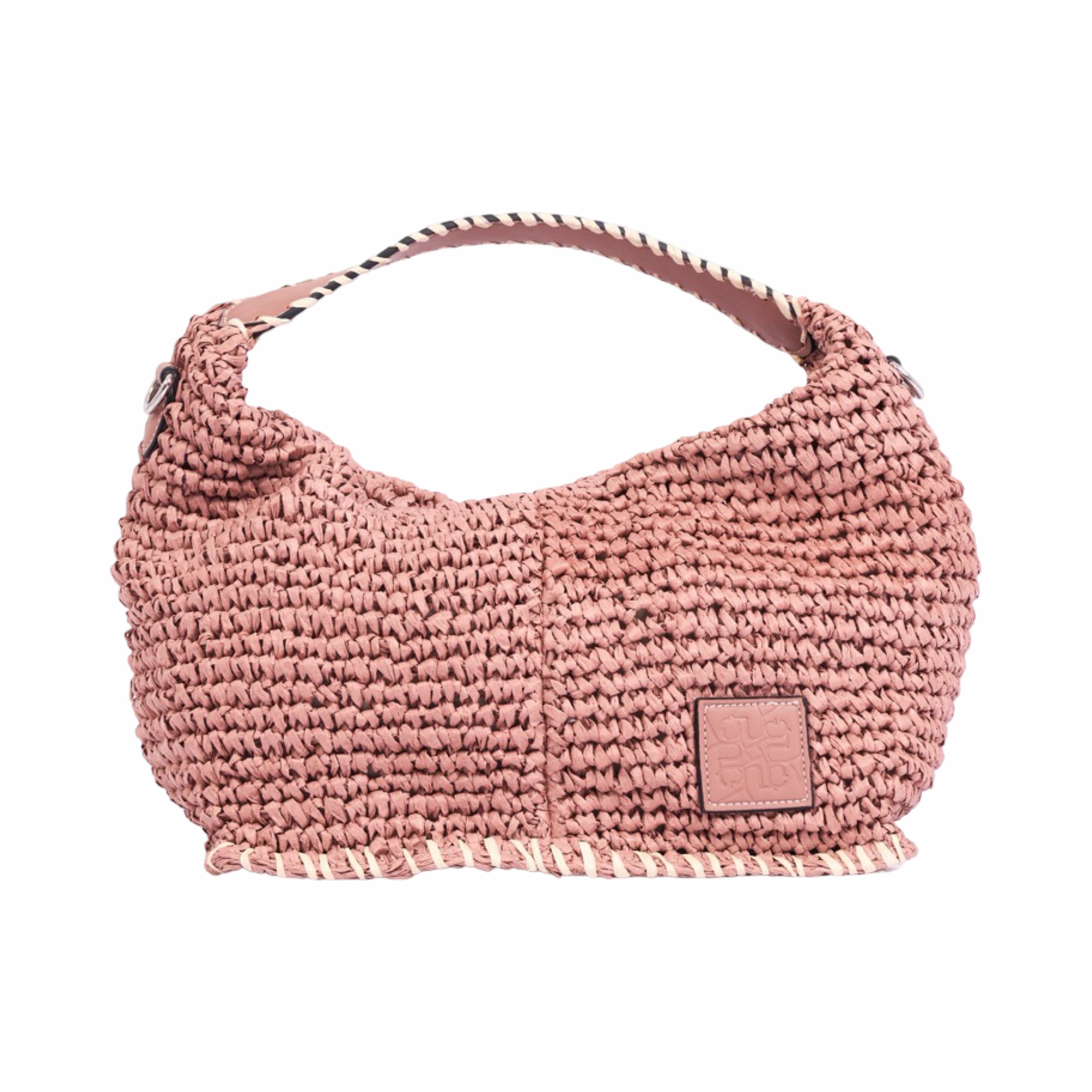 Artisan Vovage – Straw Crescent Bag M – Dusty Rose
