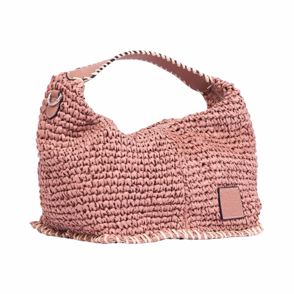 Artisan Vovage – Straw Crescent Bag M – Dusty Rose