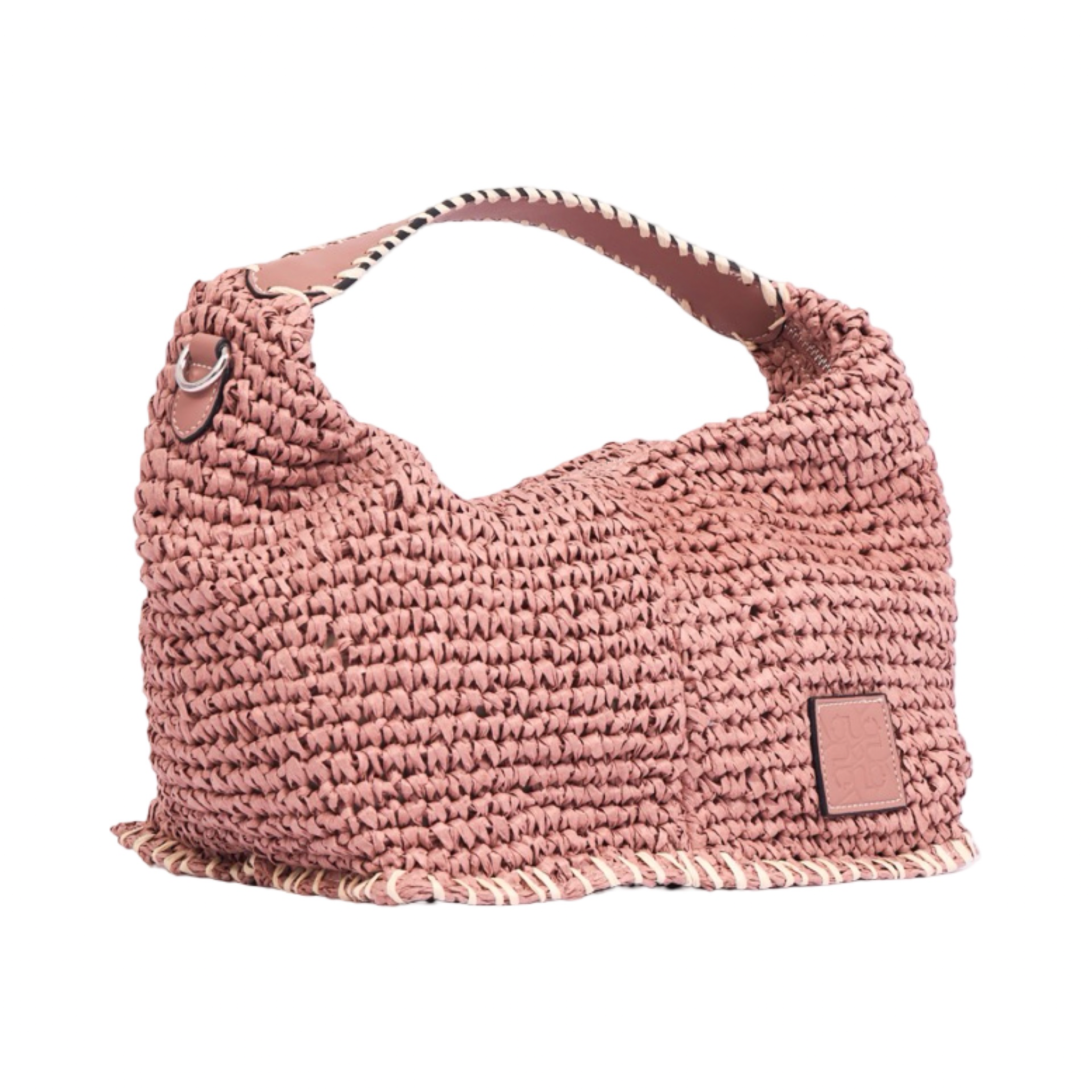 Artisan Vovage – Straw Crescent Bag M – Dusty Rose