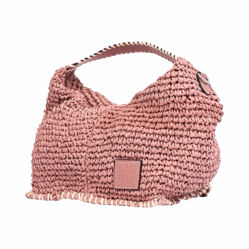 Artisan Vovage – Straw Crescent Bag M – Dusty Rose