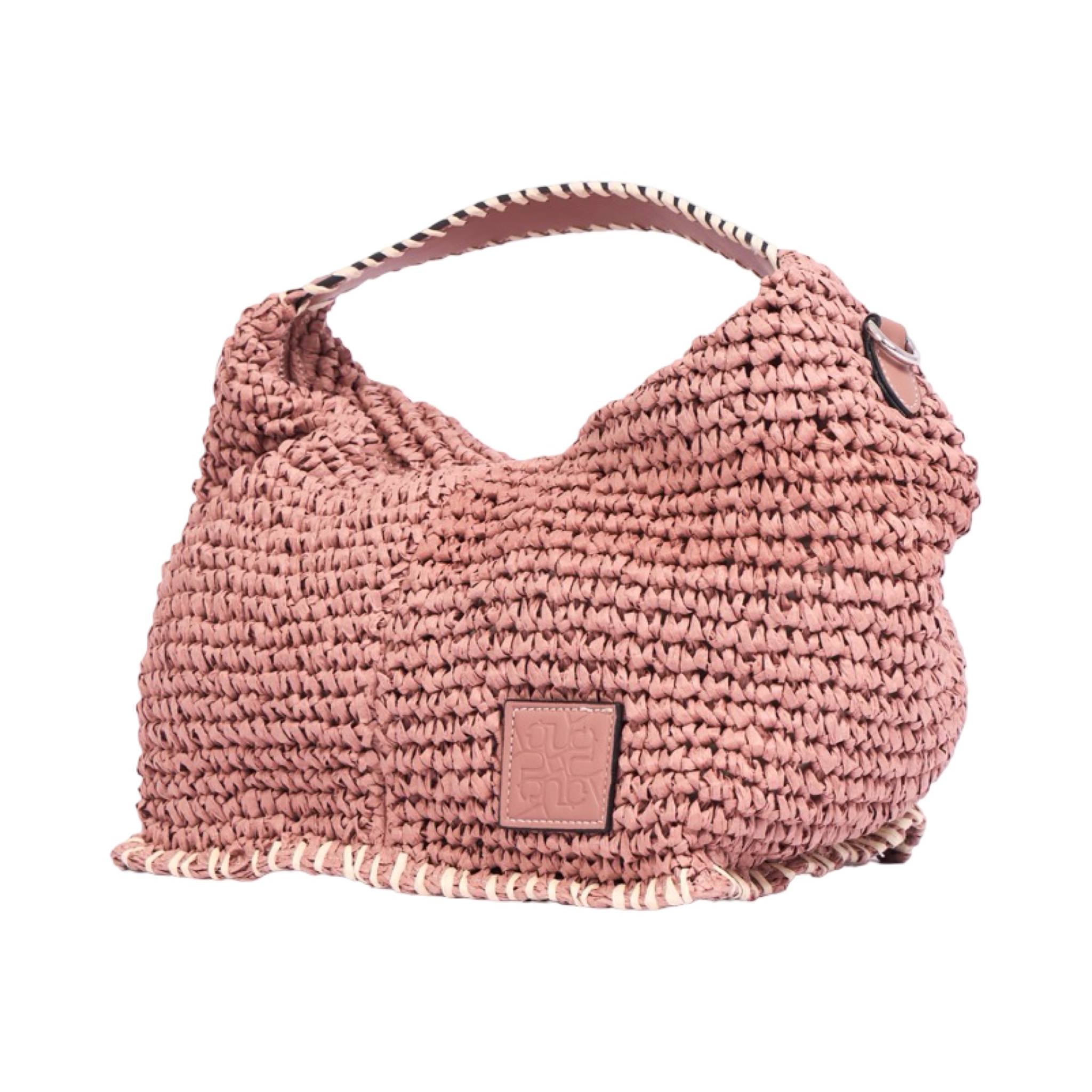 Artisan Vovage – Straw Crescent Bag M – Dusty Rose