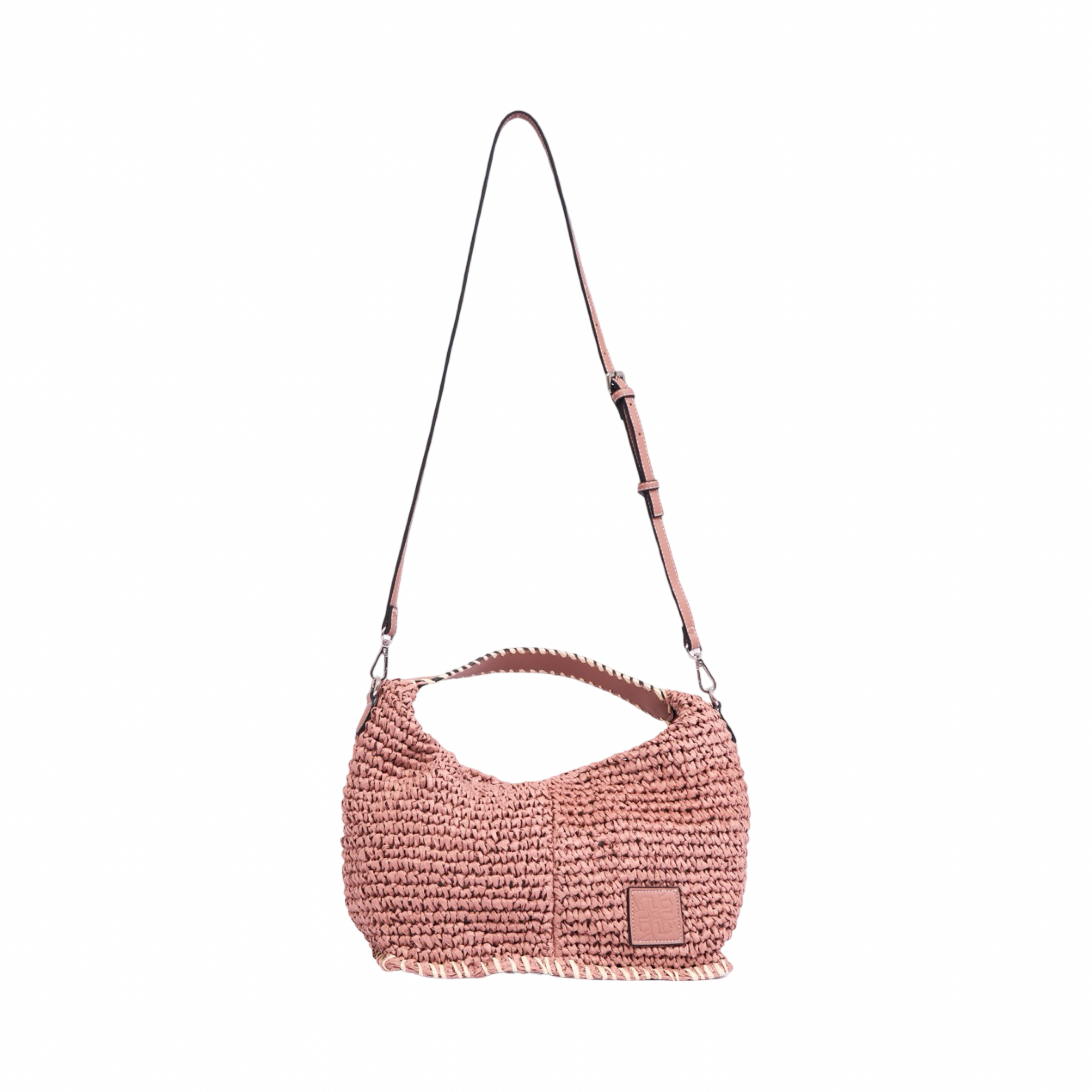 Artisan Vovage – Straw Crescent Bag M – Dusty Rose