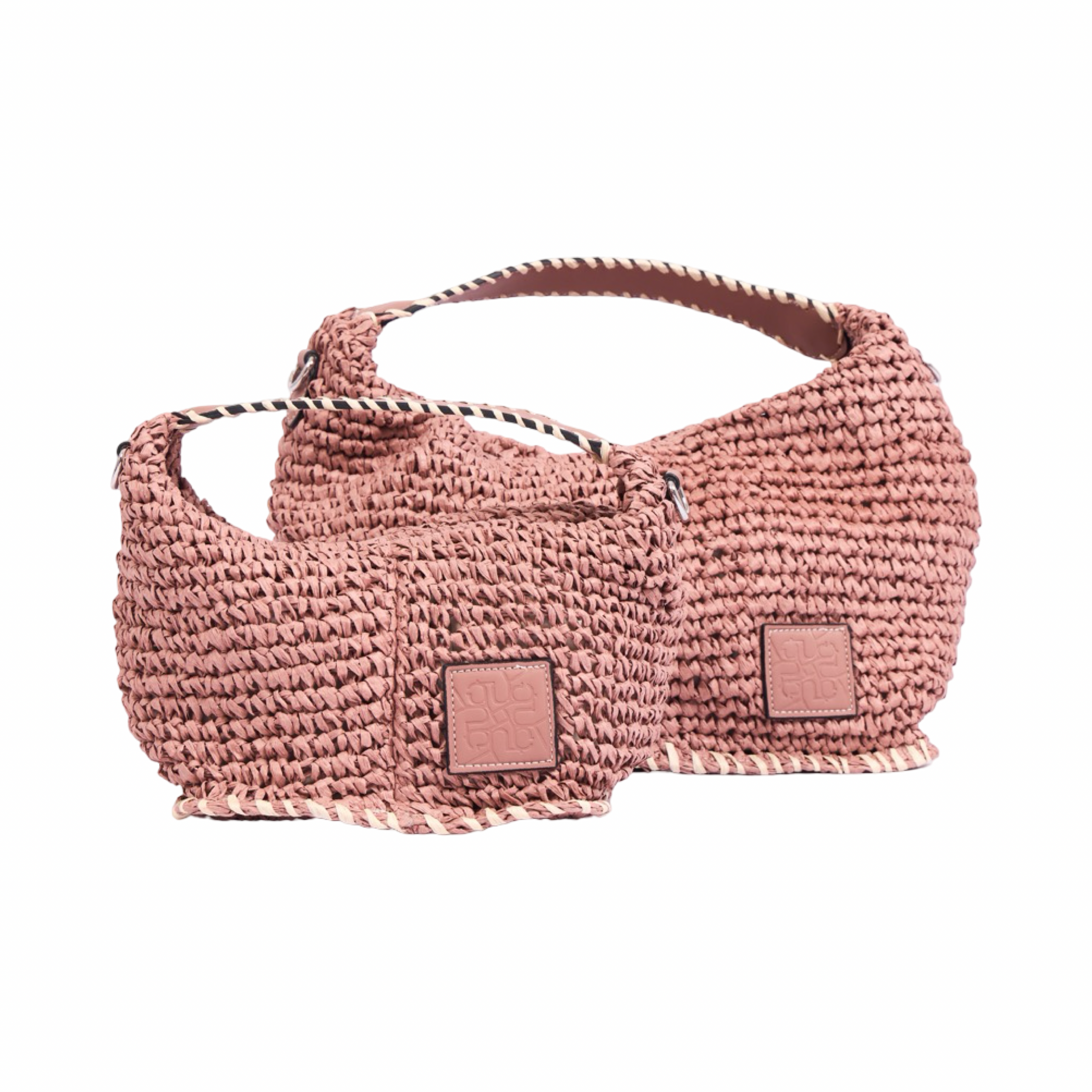 Artisan Vovage – Straw Crescent Bag M – Dusty Rose