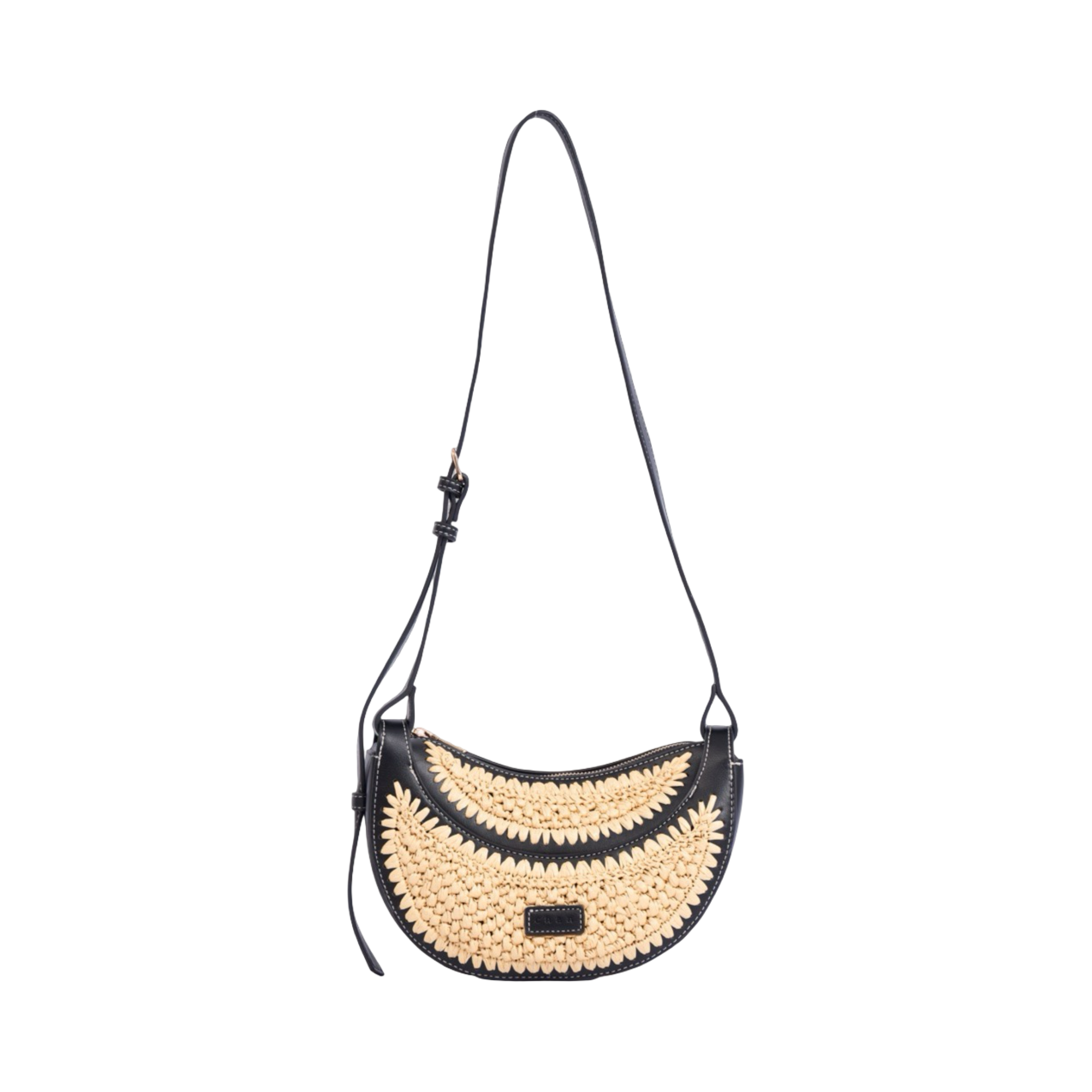 Artisan Vovage – Straw Half Moon Shoulder – Black