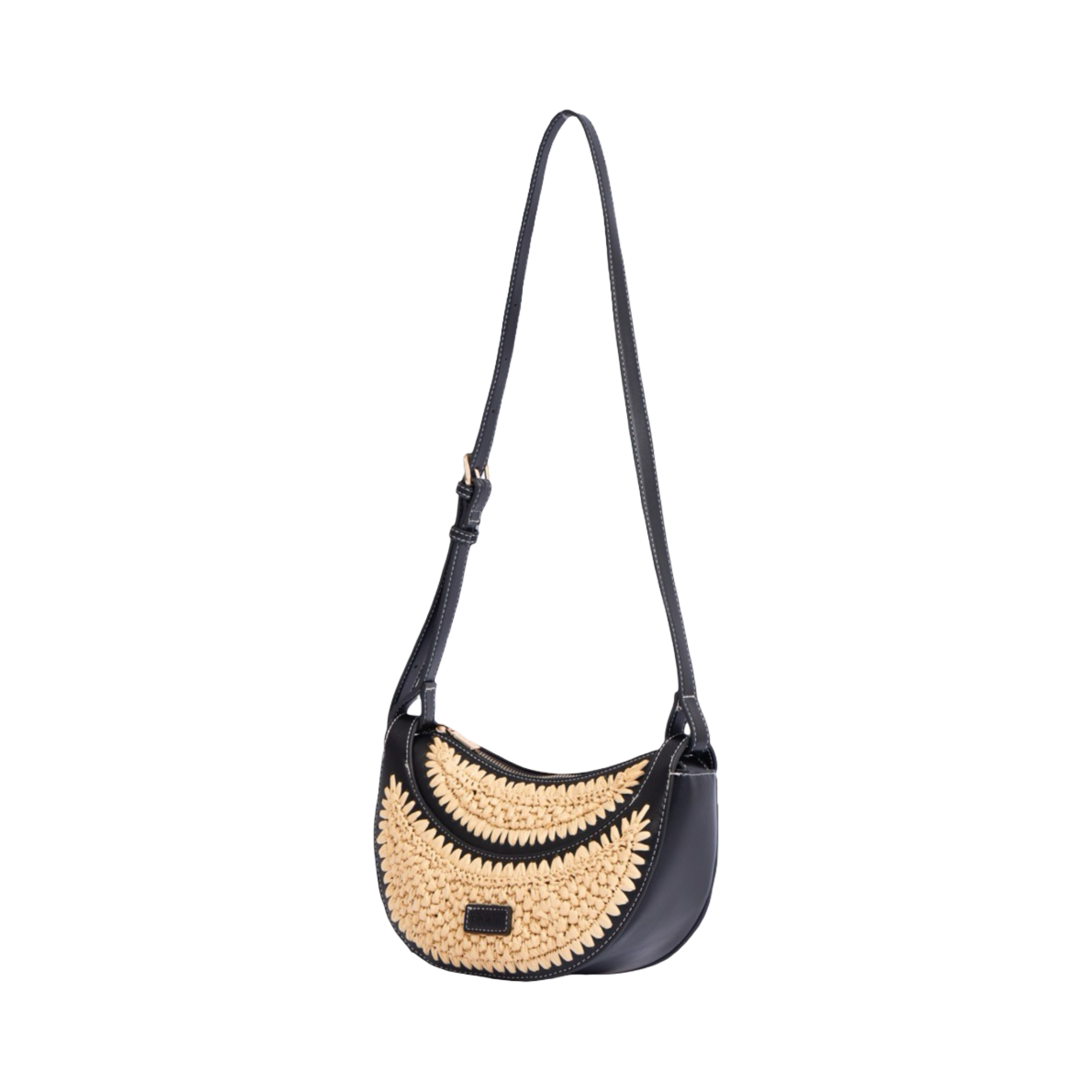 Artisan Vovage – Straw Half Moon Shoulder – Black