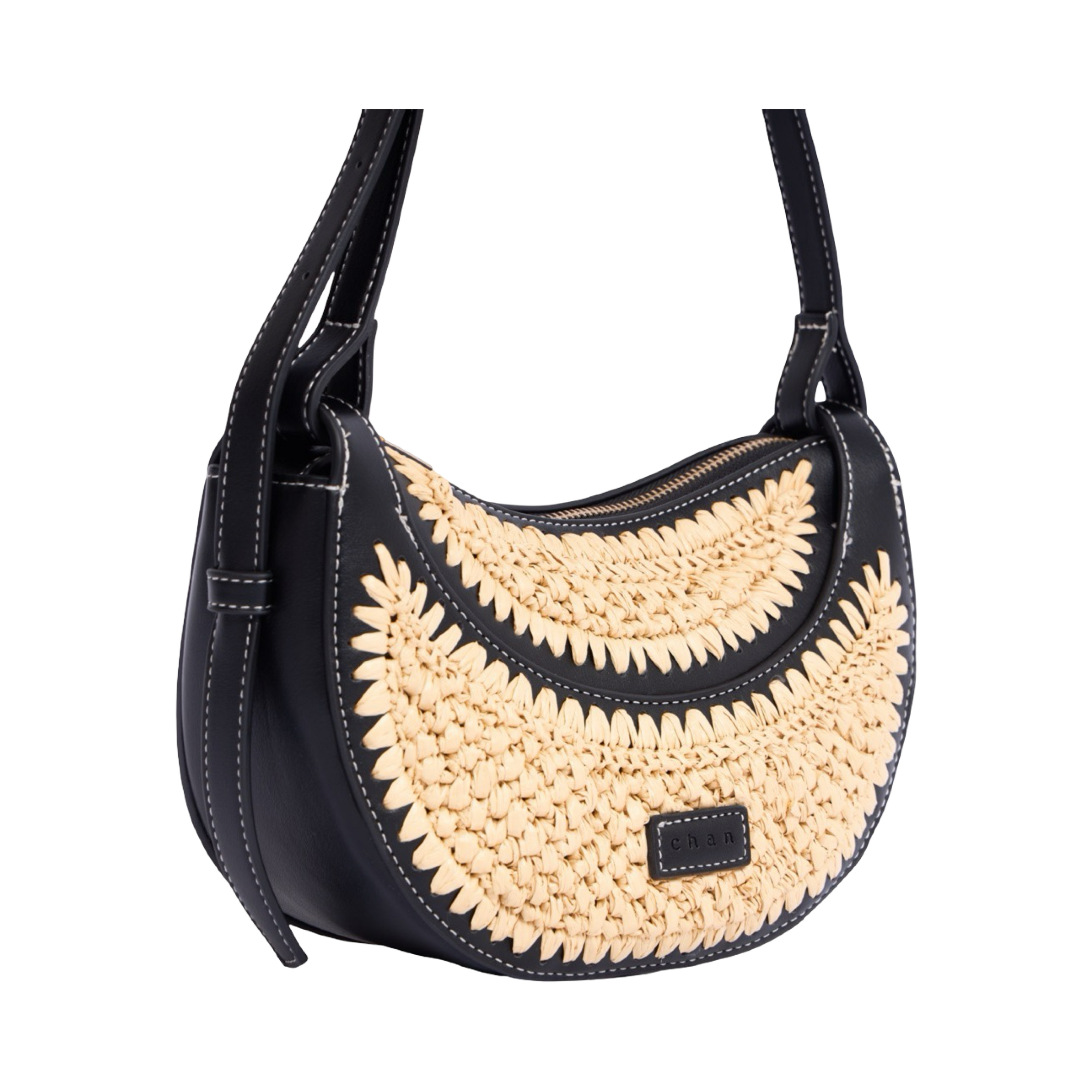 Artisan Vovage – Straw Half Moon Shoulder – Black