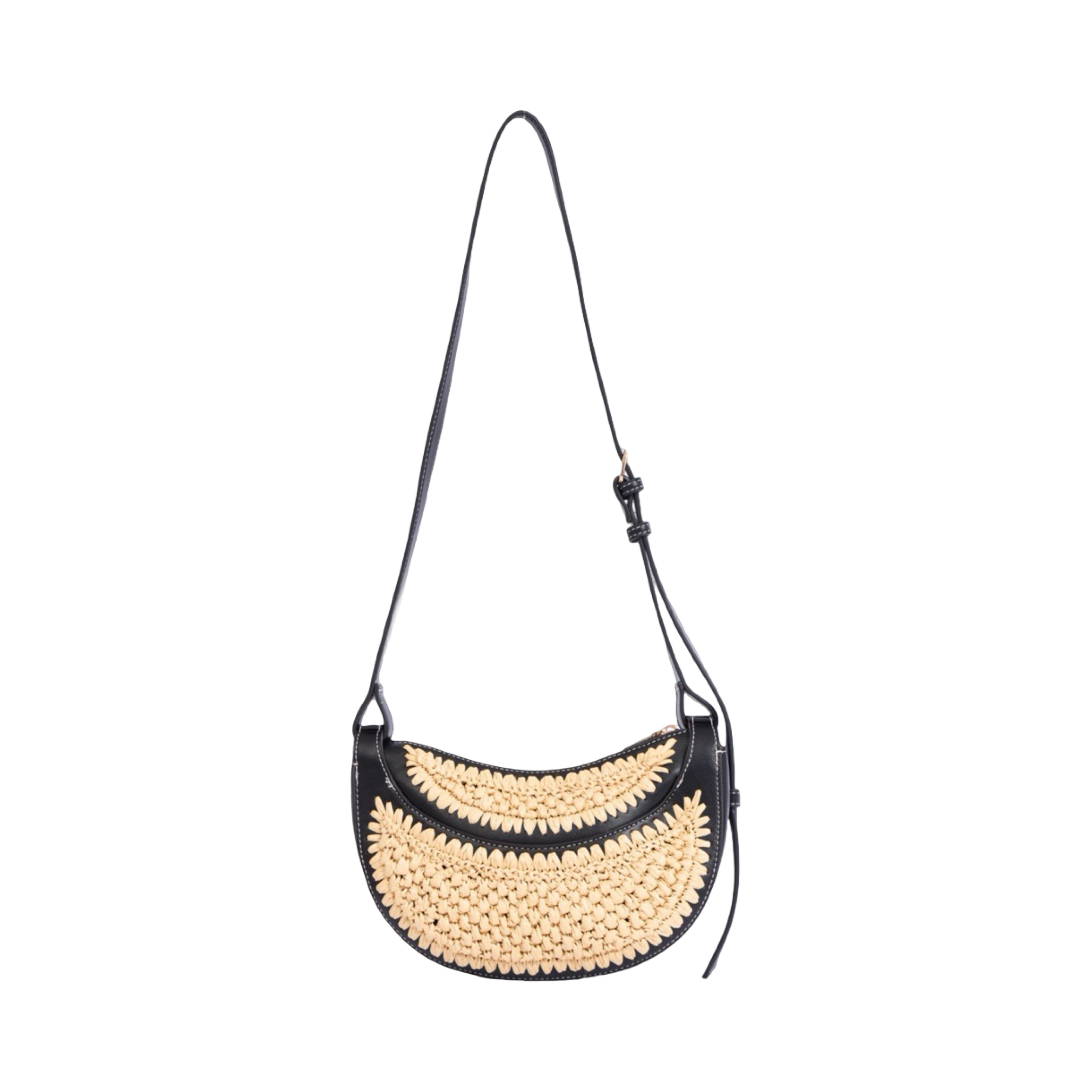 Artisan Vovage – Straw Half Moon Shoulder – Black
