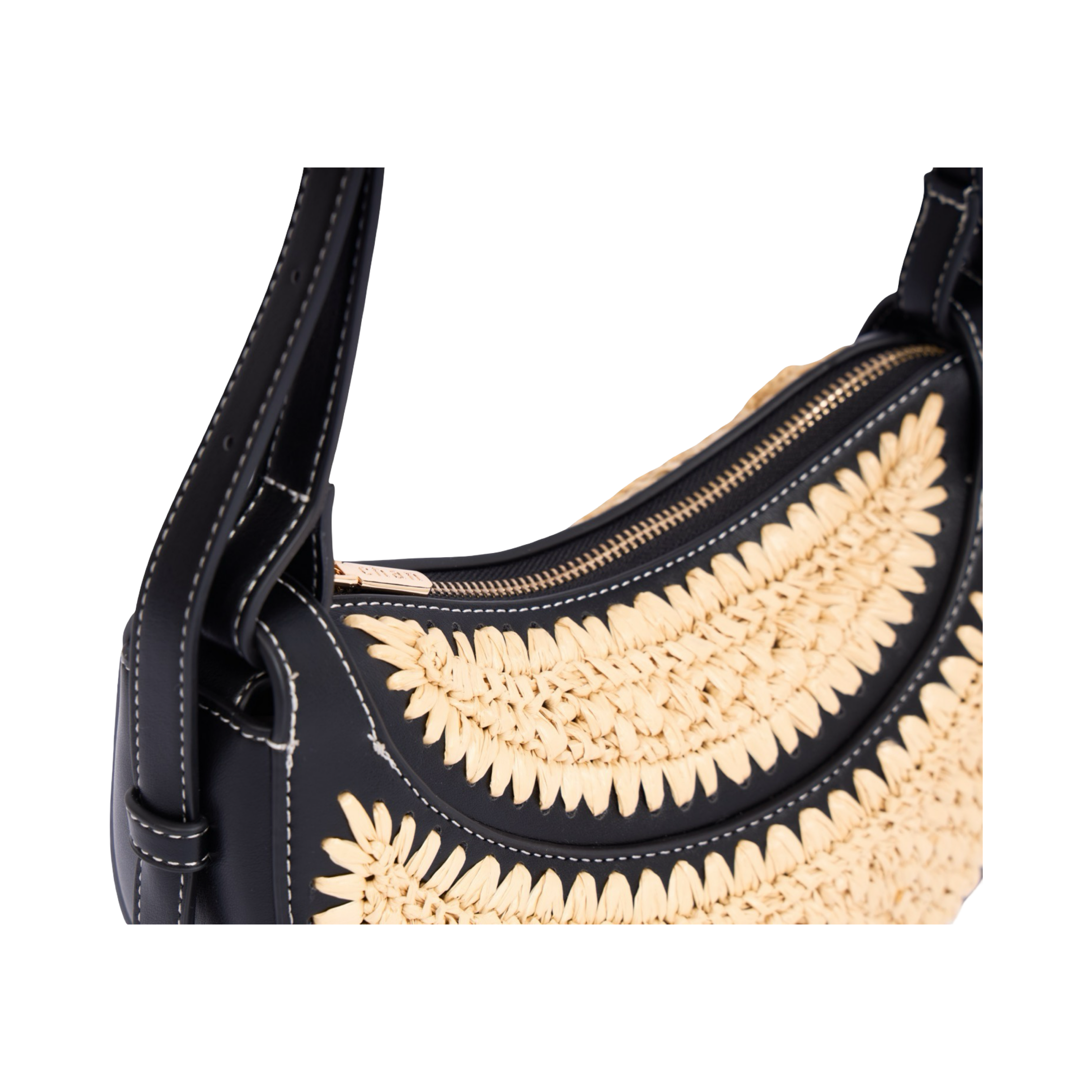 Artisan Vovage – Straw Half Moon Shoulder – Black