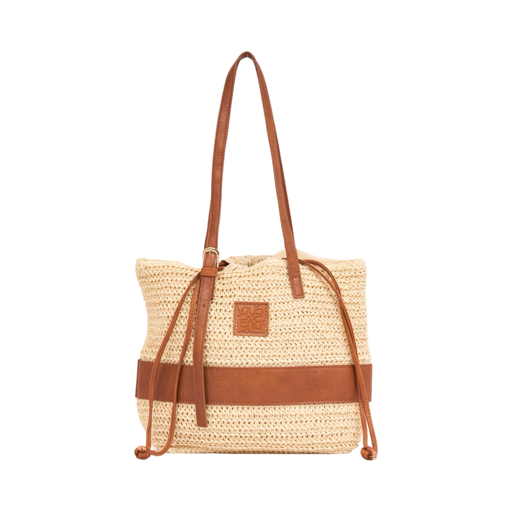 Everyday Earth – Drawstring Straw Tote – Beige