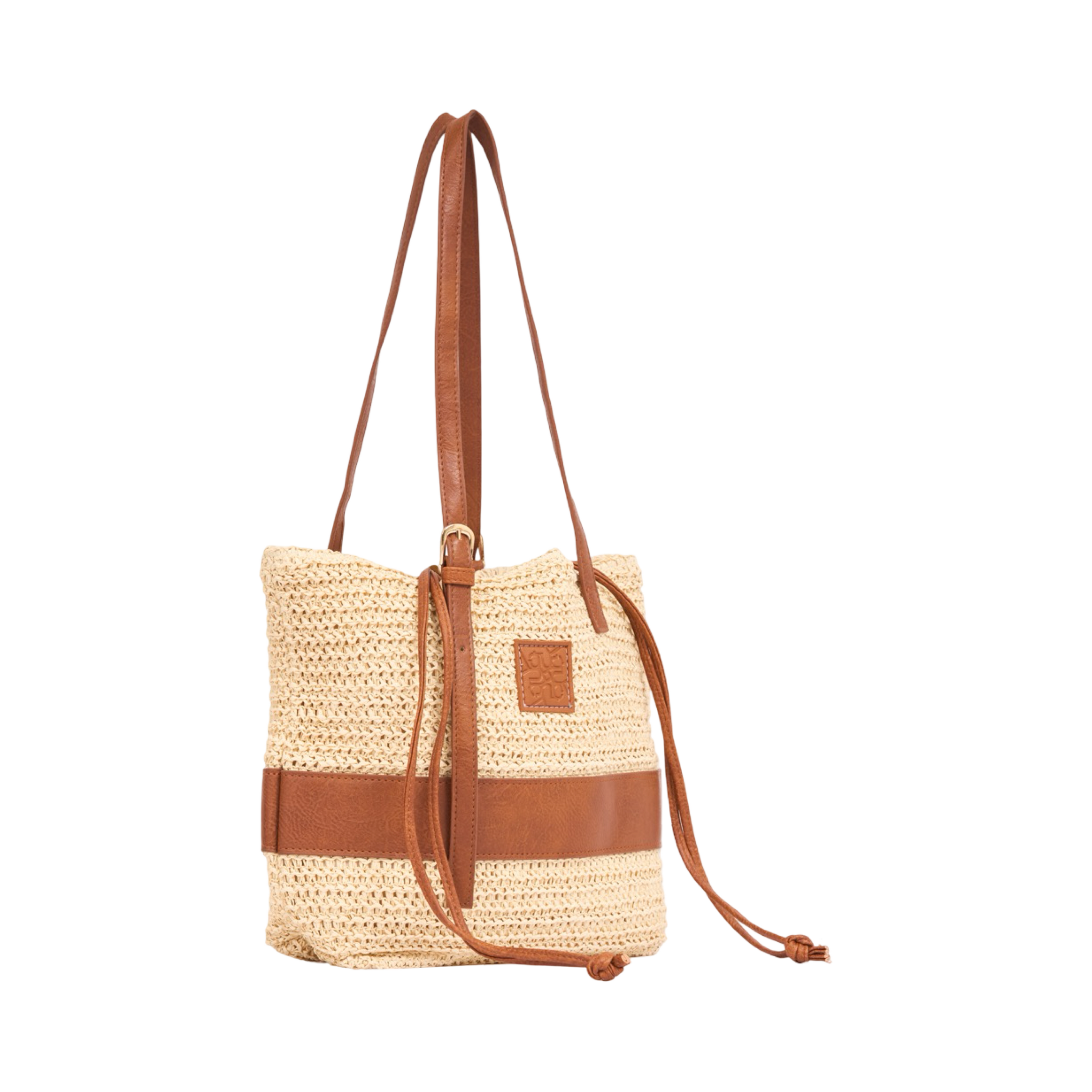 Everyday Earth – Drawstring Straw Tote – Beige
