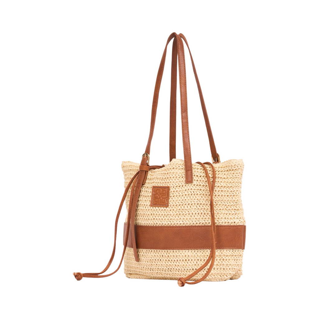 Everyday Earth – Drawstring Straw Tote – Beige