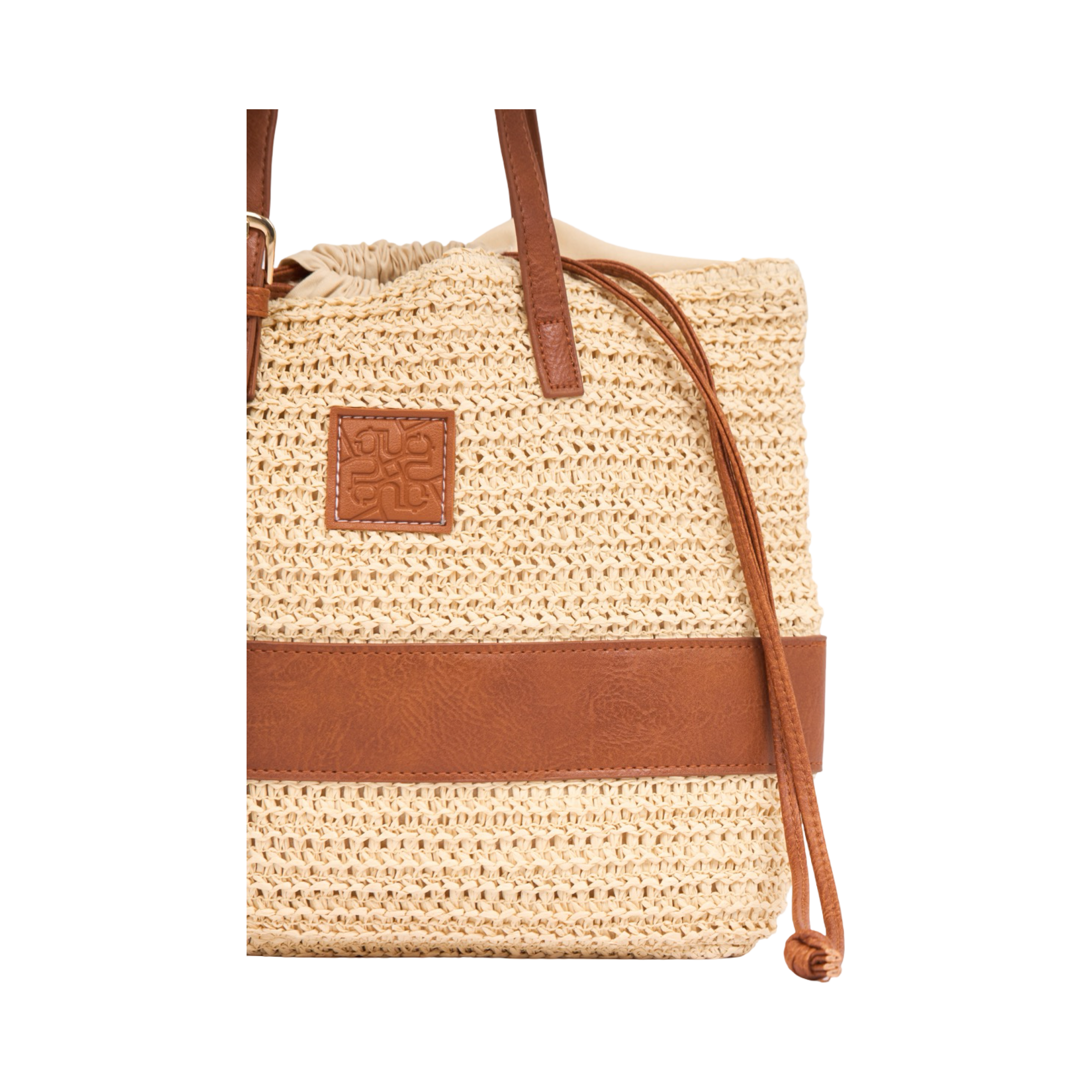 Everyday Earth – Drawstring Straw Tote – Beige